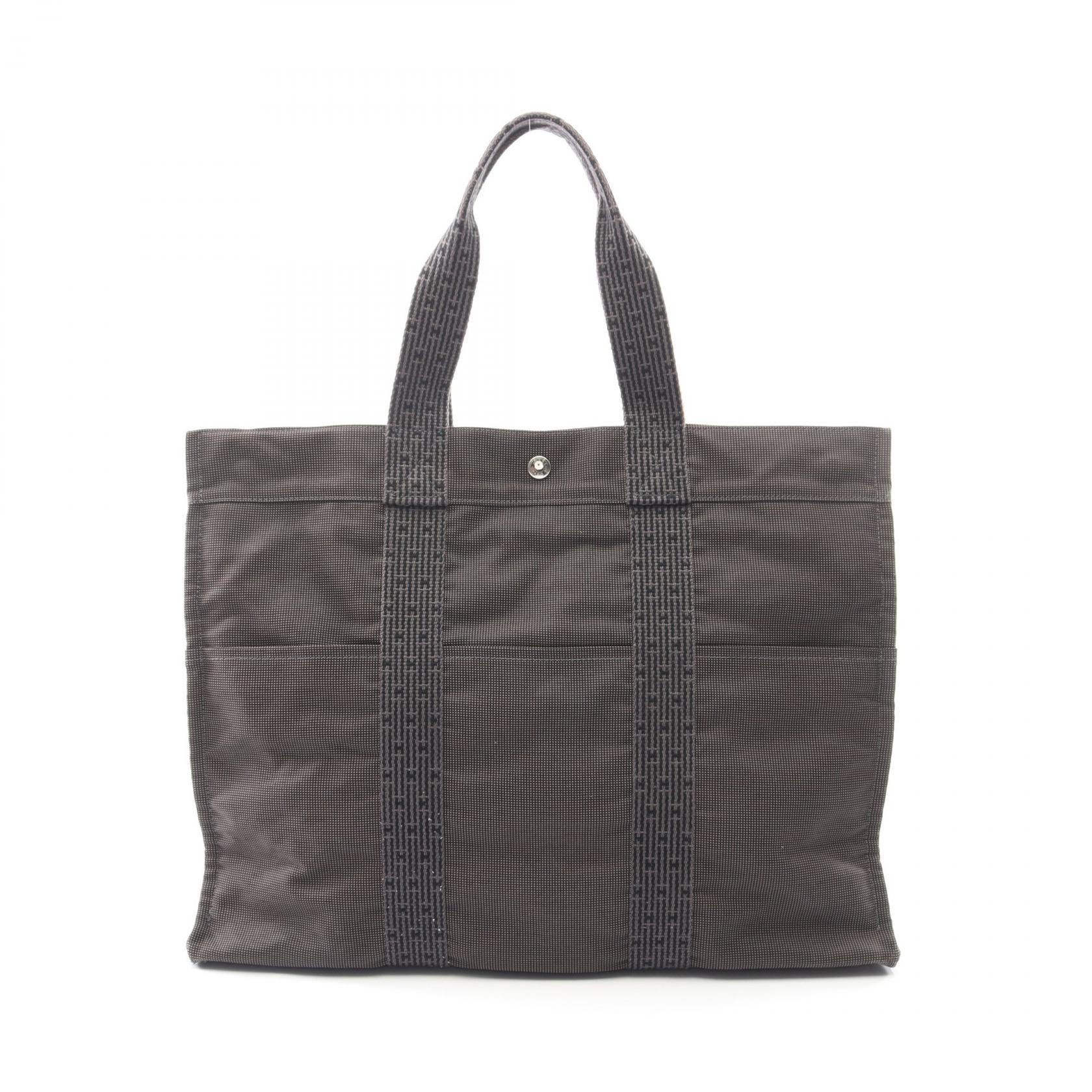 ≪5％OFFクーポン対象＆まとめ買い10%OFF≫エルメス HERMES エールラインGM トートバッグ バッグ ナイロンキャンバス メンズ レディース グレー系 【中古】
