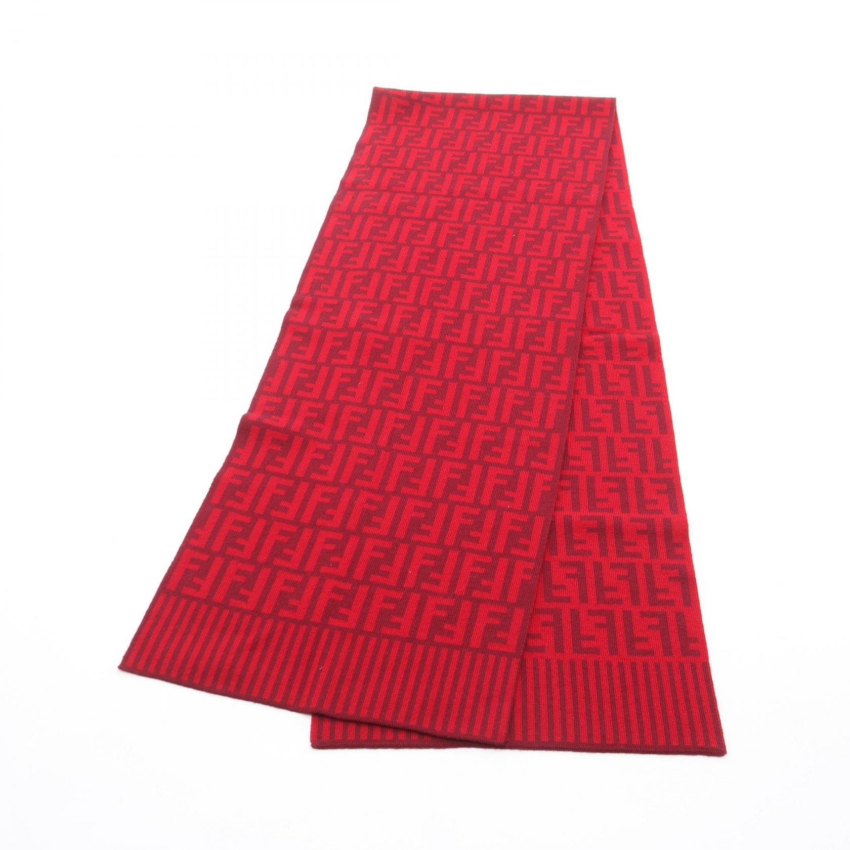 【ポイント5倍｜4/18 0:00～4/20 23:59】フェンディ FENDI FFロゴ マフラー 衣料品 ウール メンズ ボルドー系 / レッド系 【中古】