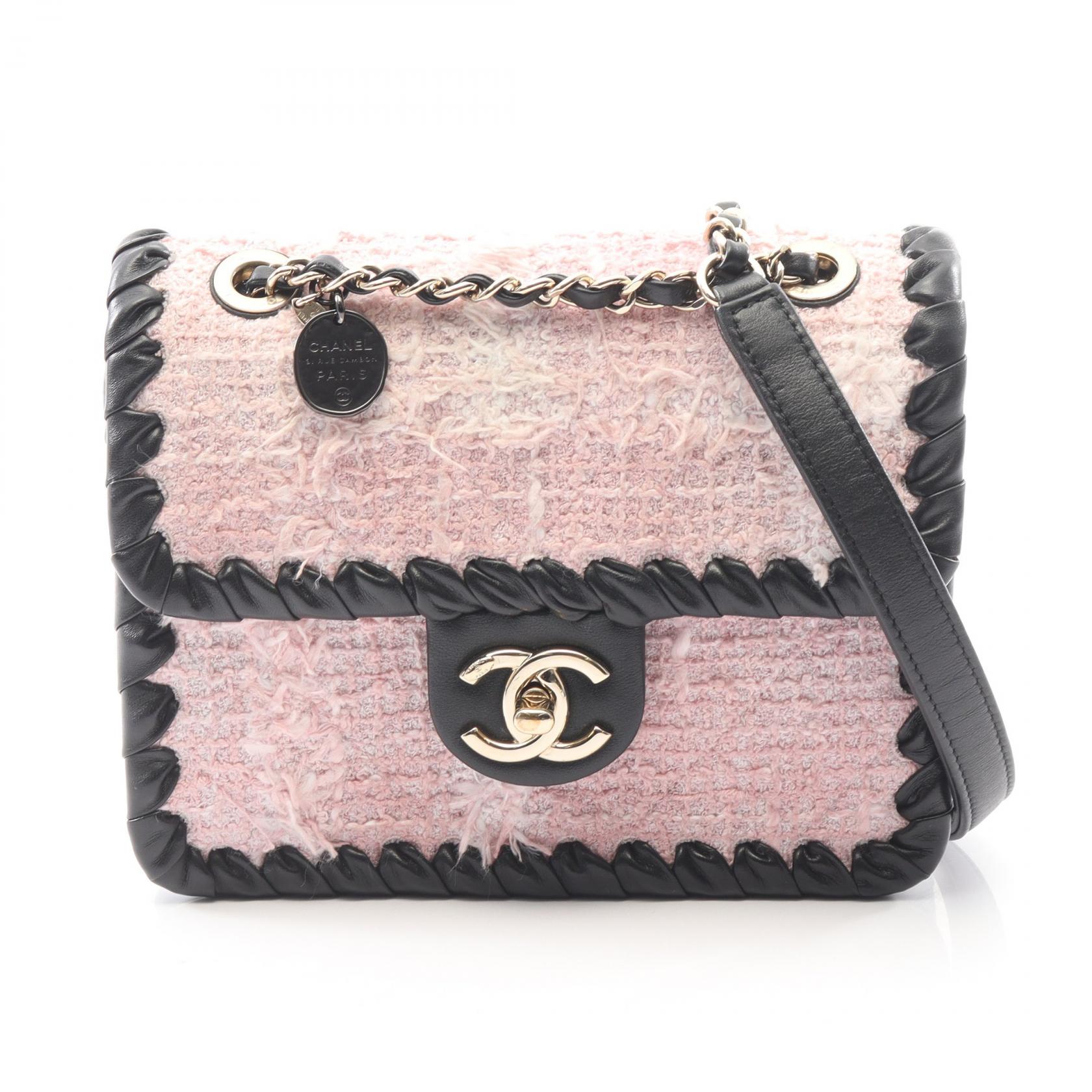 ≪5%OFFクーポン&まとめ買い10% ~7/26 9:59〆≫シャネル CHANEL ショルダーバッグ バッグ ファブリック ラムスキン(羊革) レディース ピンク系 / ブラック系 【中古】|BRANDOFF TOKYO
