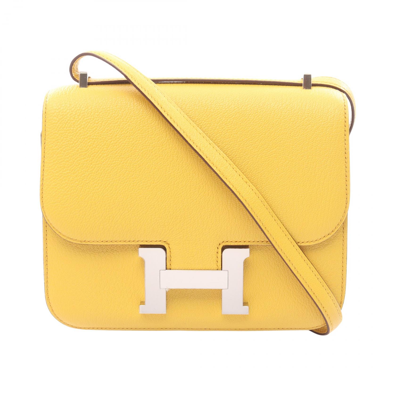 【3万円OFFクーポン対象】エルメス HERMES コンスタンス3 ミニ ショルダーバッグ バッグ レザー シェーブル シェーブル レディース イエロー系 【中古】
