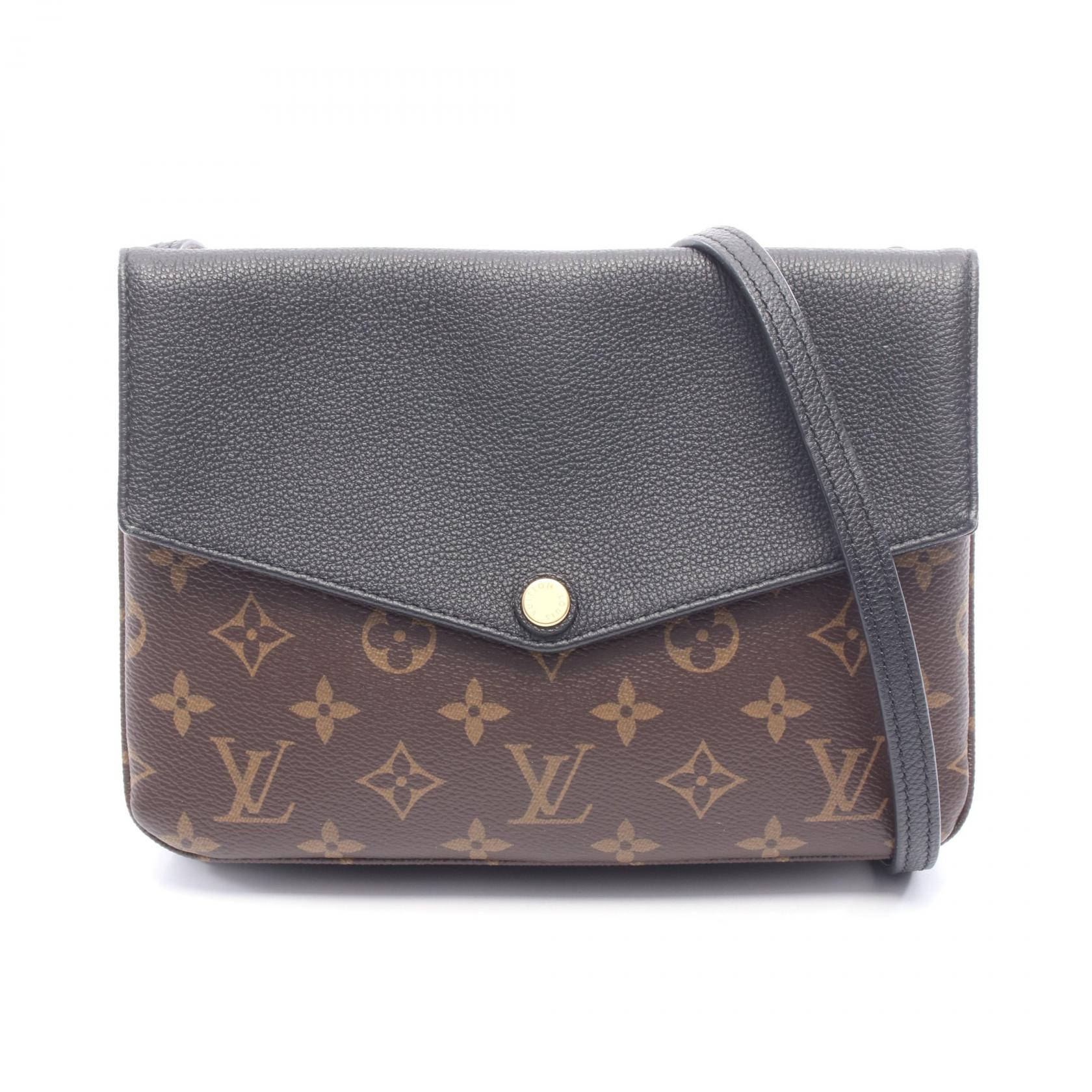 【ポイント5倍｜4/18 0:00～4/20 23:59】ルイ・ヴィトン LOUIS VUITTON トワイス ショルダーバッグ バッグ PVCコーティングキャンバス レザー モノグラム レディース ブラウン系 / ブラック系 M50185 【中古】