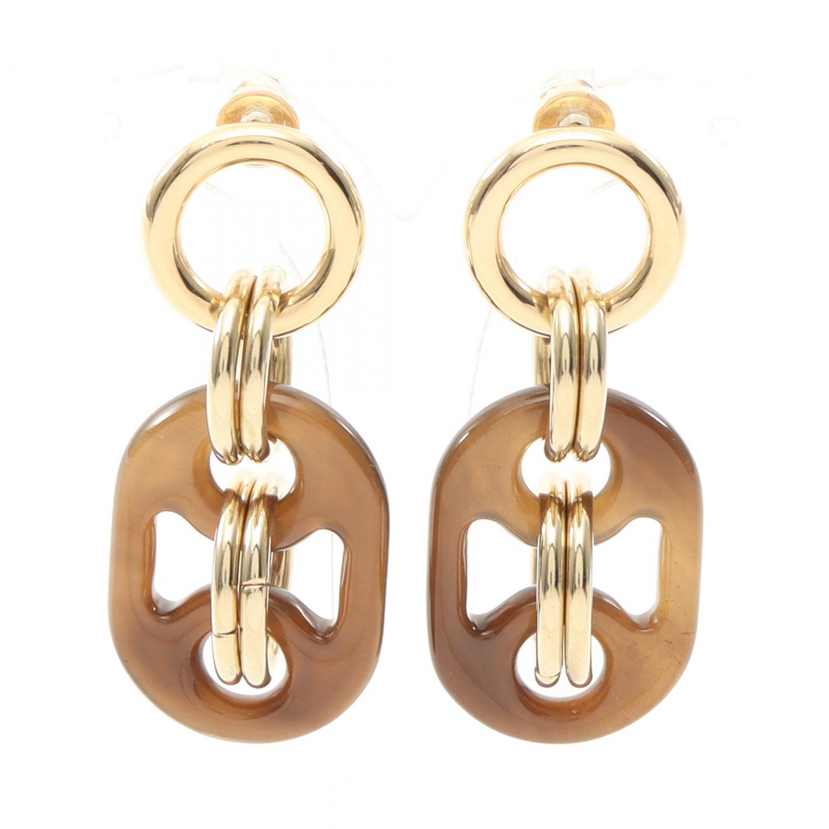 ≪5%OFFクーポン＆まとめ買い10% ～7/26 9:59〆≫エルメス HERMES ユリディスPM ピアス ジュエリー GP（ゴールドメッキ） バッファローホーン レディース ブラウン系 / ゴールド系 【中古】｜BRANDOFF TOKYO