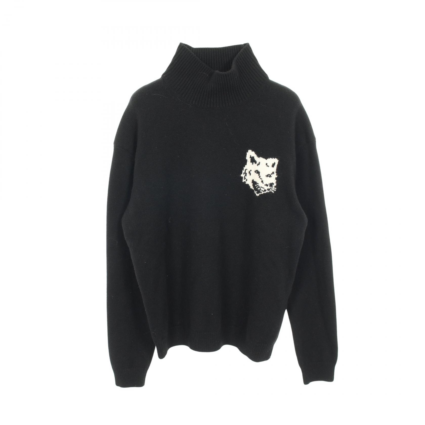 ≪5％OFFクーポン対象＆まとめ買い10%OFF≫メゾンキツネ MAISON KITSUNE FOX HEAD ニット 衣料品 トップス ウール レディース ブラック系 【中古】