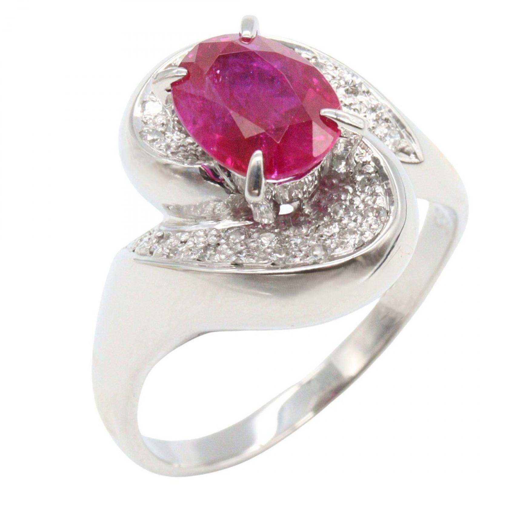 ≪5％OFFクーポン対象＆まとめ買い10%OFF≫ジュエリー JEWELRY ルビー リング リング・指輪 ジュエリー Pt900プラチナ ダイヤモンド ルビー レディース シルバー系 / レッド系 / クリア系 ﾙﾋﾞｰ 11.6g 【中古】