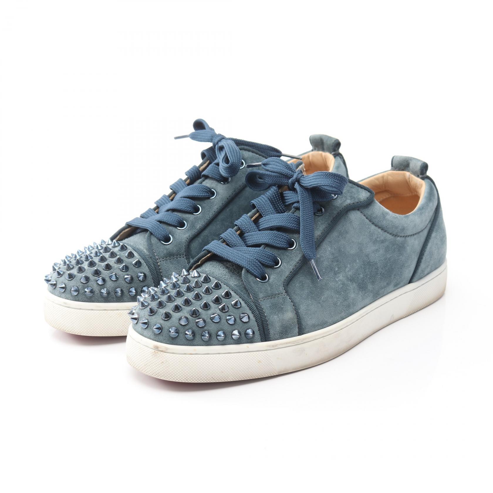 ≪5％OFFクーポン対象＆まとめ買い10%OFF≫クリスチャンルブタン Christian Louboutin Louis junior Spikes スニーカー 靴 スウェード メンズ ブルー系 【中古】