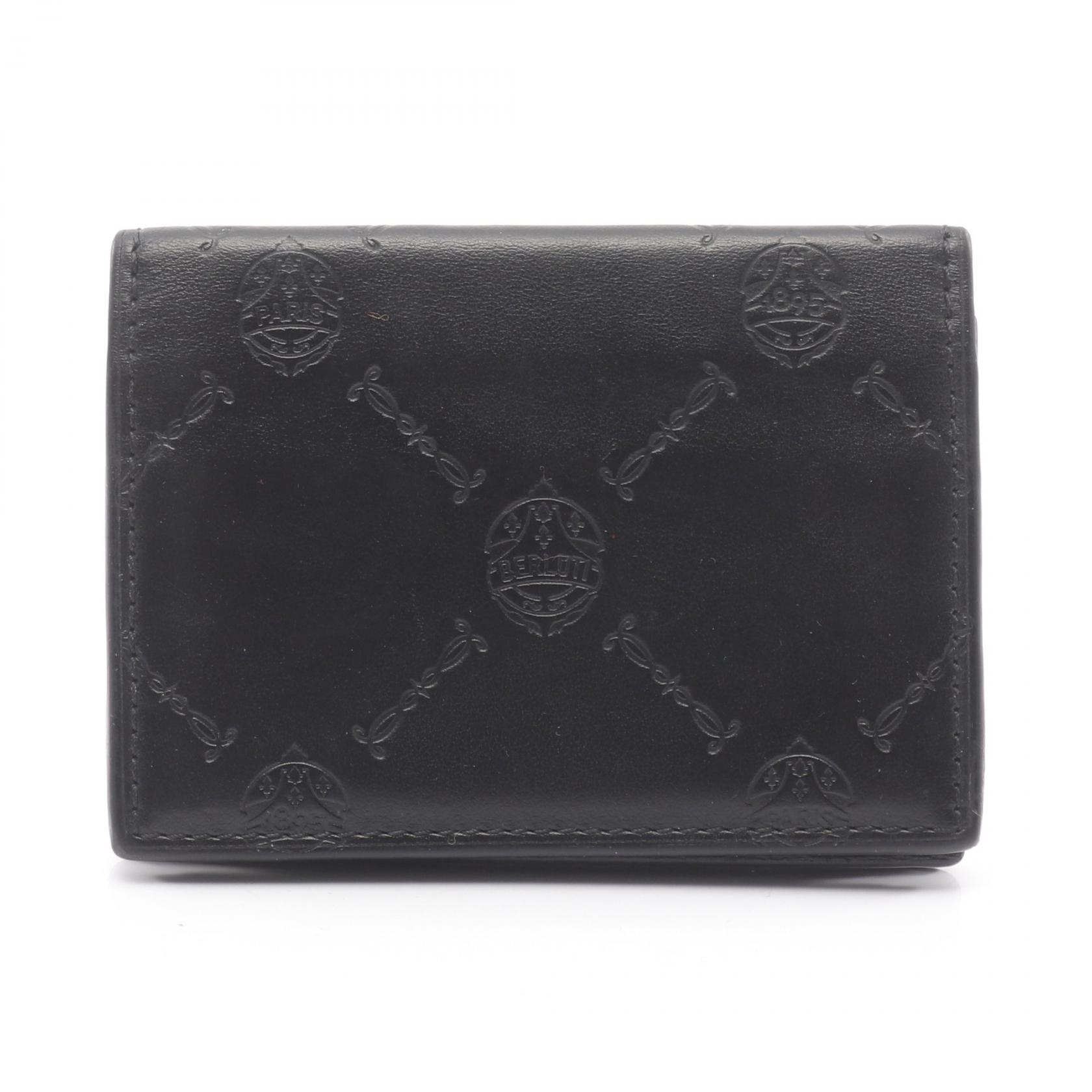 【ポイント5倍｜4/18 0:00～4/20 23:59】ベルルッティ Berluti シグネチャー カードケース アクセサリー レザー メンズ ブラック系 【中古】