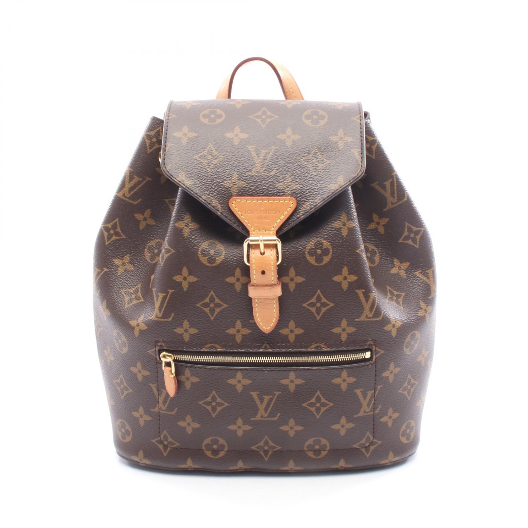【ポイント5倍｜4/18 0:00～4/20 23:59】ルイ・ヴィトン LOUIS VUITTON モンスリ NM PM リュックサック バックパック バッグ PVCコーティングキャンバス レザー モノグラム レディース ブラウン系 M45501 【中古】