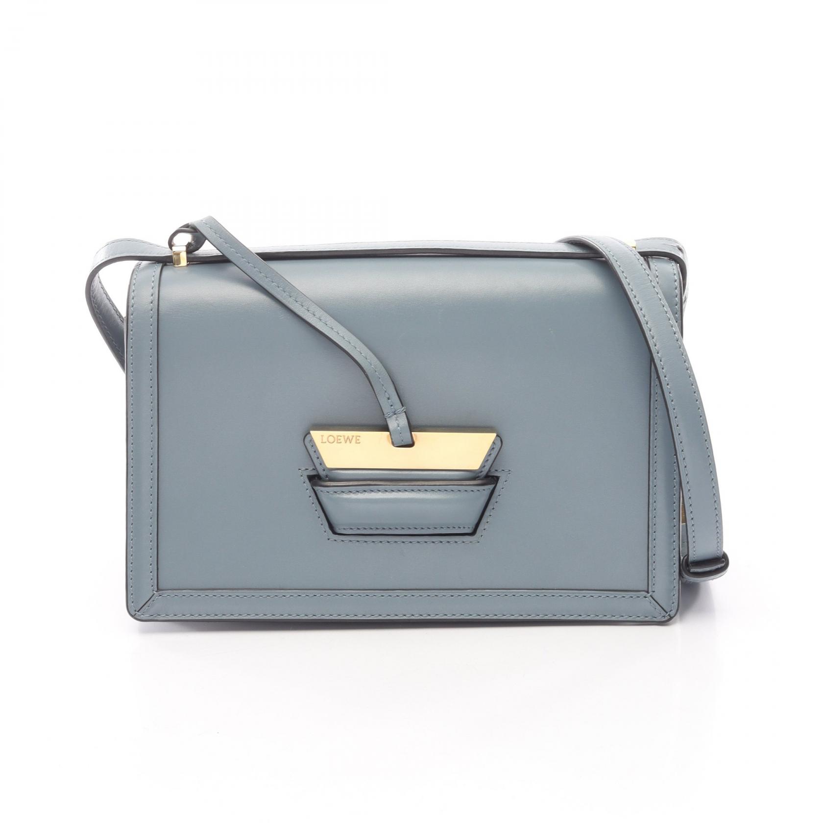 ≪5％OFFクーポン対象＆まとめ買い10%OFF≫ロエベ LOEWE バルセロナ ショルダーバッグ バッグ レザー レディース ブルー系 302.74.M15 【中古】 50,400円