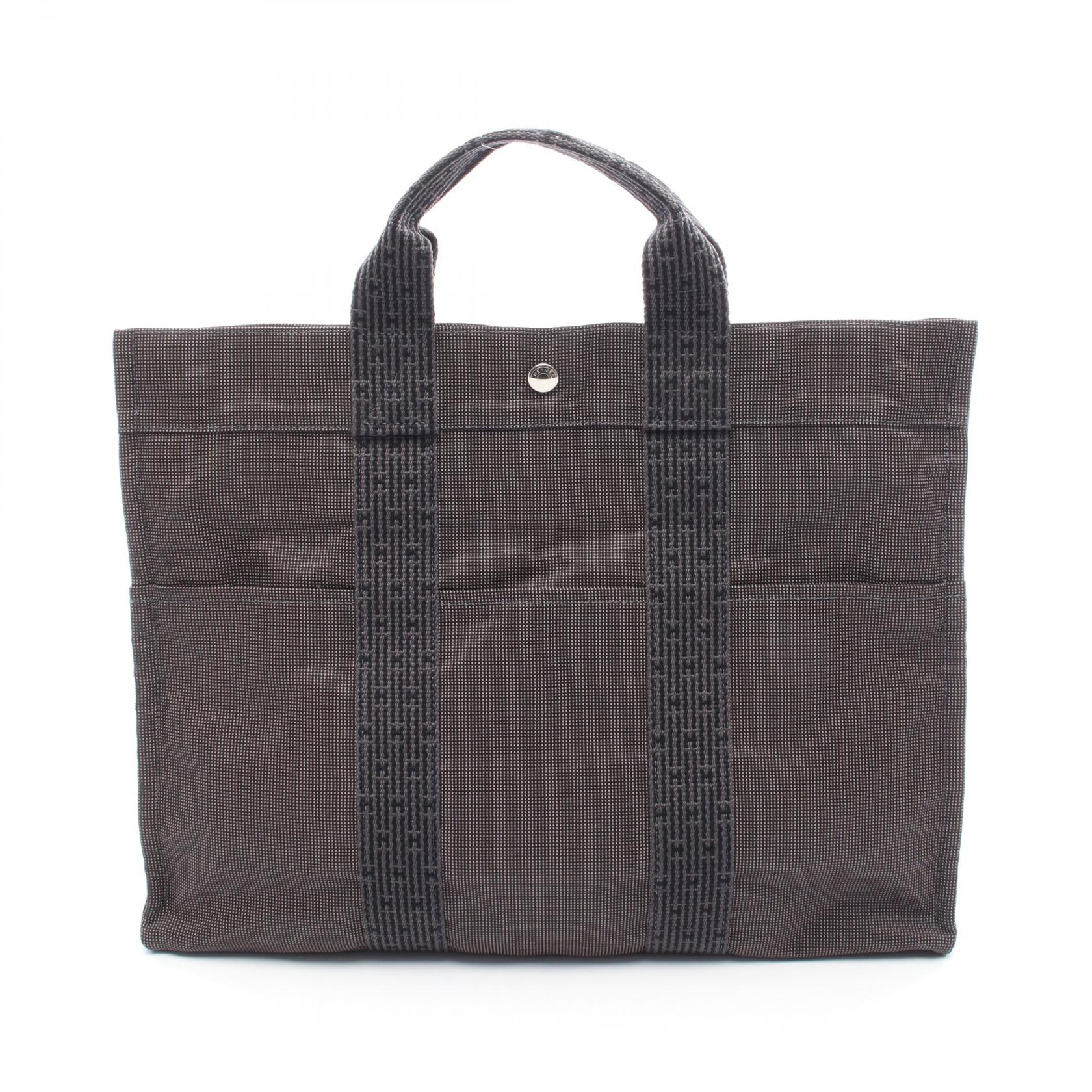 ≪5％OFFクーポン対象＆まとめ買い10%OFF≫エルメス HERMES エールラインMM トートバッグ バッグ ナイロンキャンバス メンズ レディース グレー系 【中古】