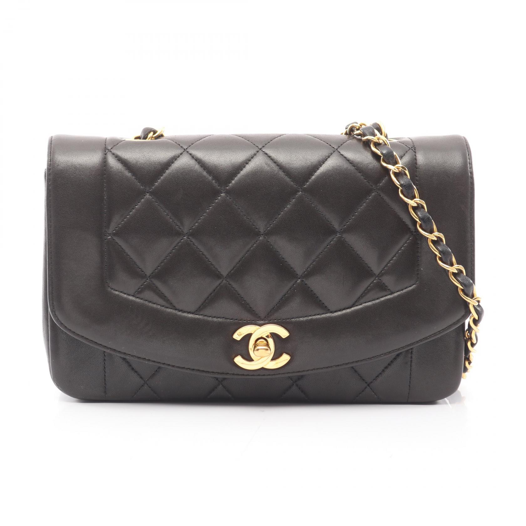 ≪5%OFFクーポン&まとめ買い10% ~7/26 9:59〆≫シャネル CHANEL マトラッセ ダイアナフラップ ショルダーバッグ バッグ ラムスキン(羊革) レディース ブラック系 【中古】|BRANDOFF TOKYO