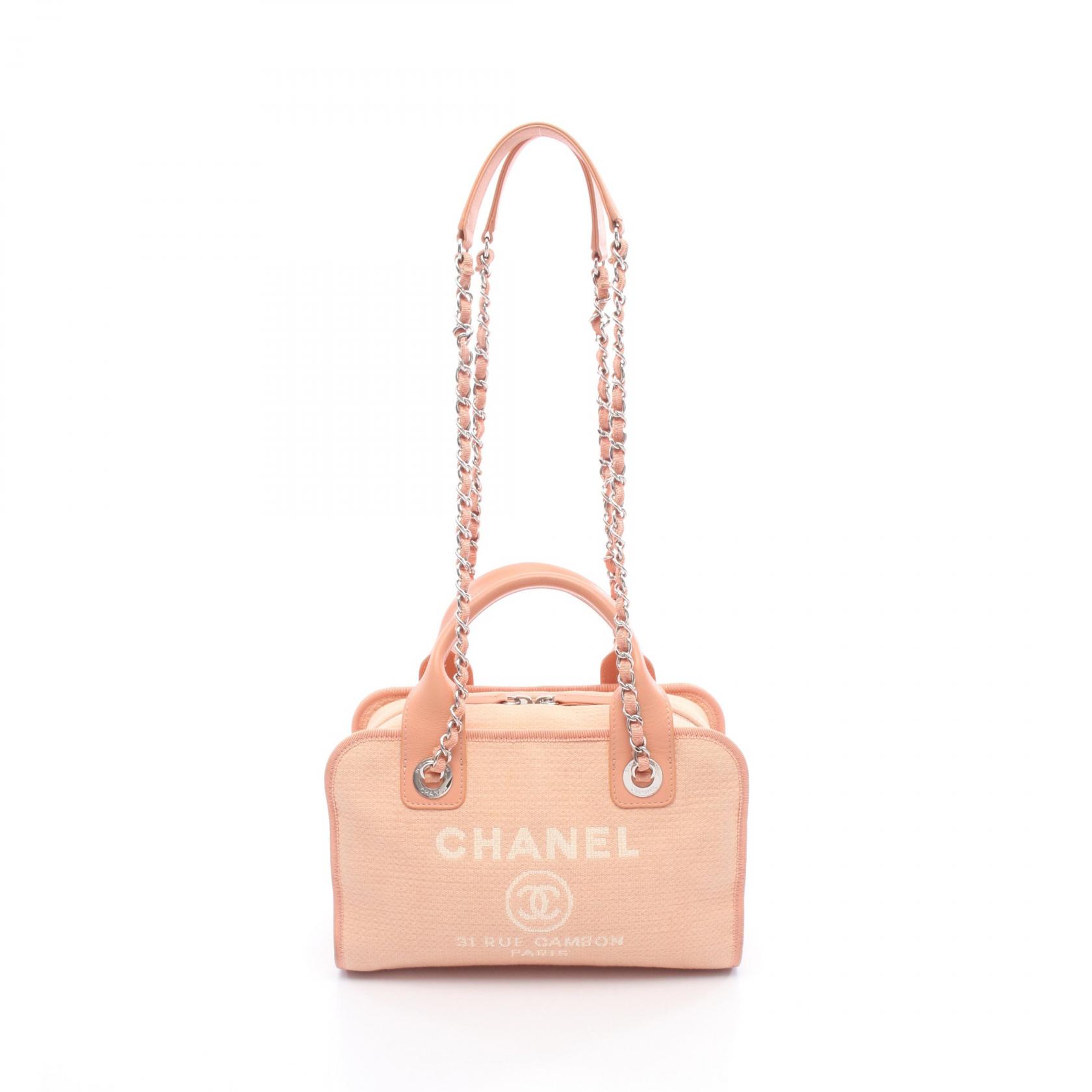 【ポイント5倍｜4/18 0:00～4/20 23:59】シャネル CHANEL ドーヴィル ボーリングバッグ ショルダーバッグ バッグ キャンバス レザー レディース ピンク系 A92750 【中古】