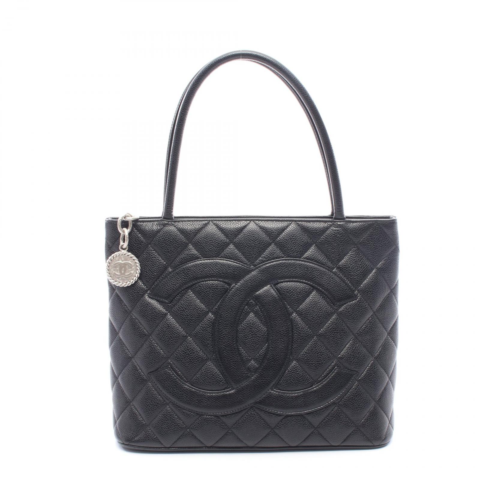≪5％OFFクーポン対象＆まとめ買い10%OFF≫シャネル CHANEL 復刻トート トートバッグ バッグ キャビアスキン(グレインドカーフ) レディース ブラック系 【中古】