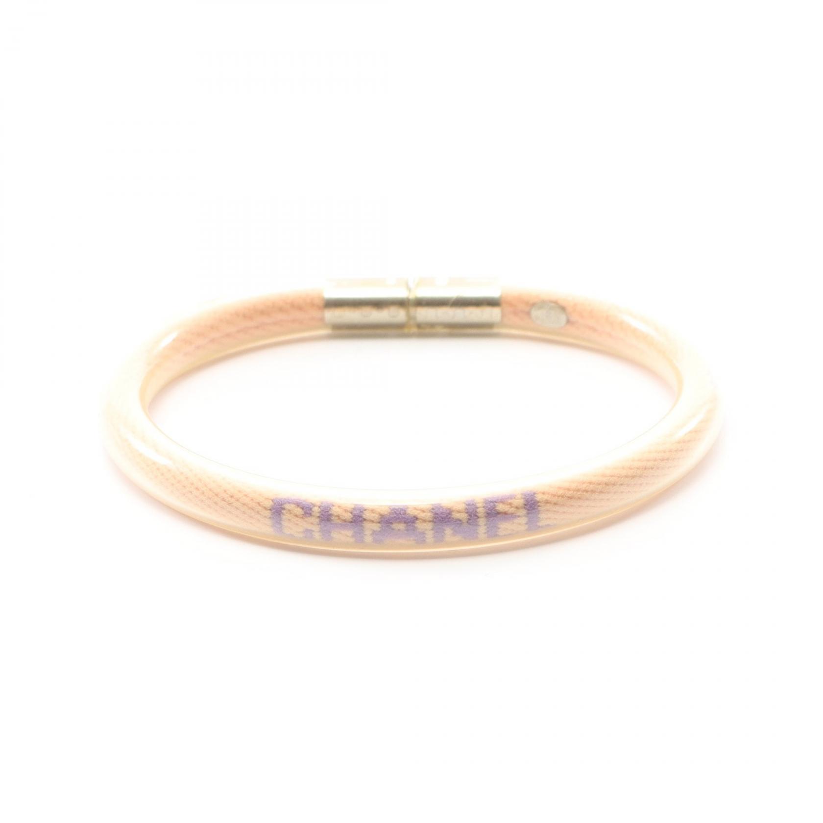 【ポイント5倍｜4/18 0:00～4/20 23:59】シャネル CHANEL スポーツライン ロゴ チューブバングル ブレスレット アクセサリー ラバー レディース ピンク系 【中古】