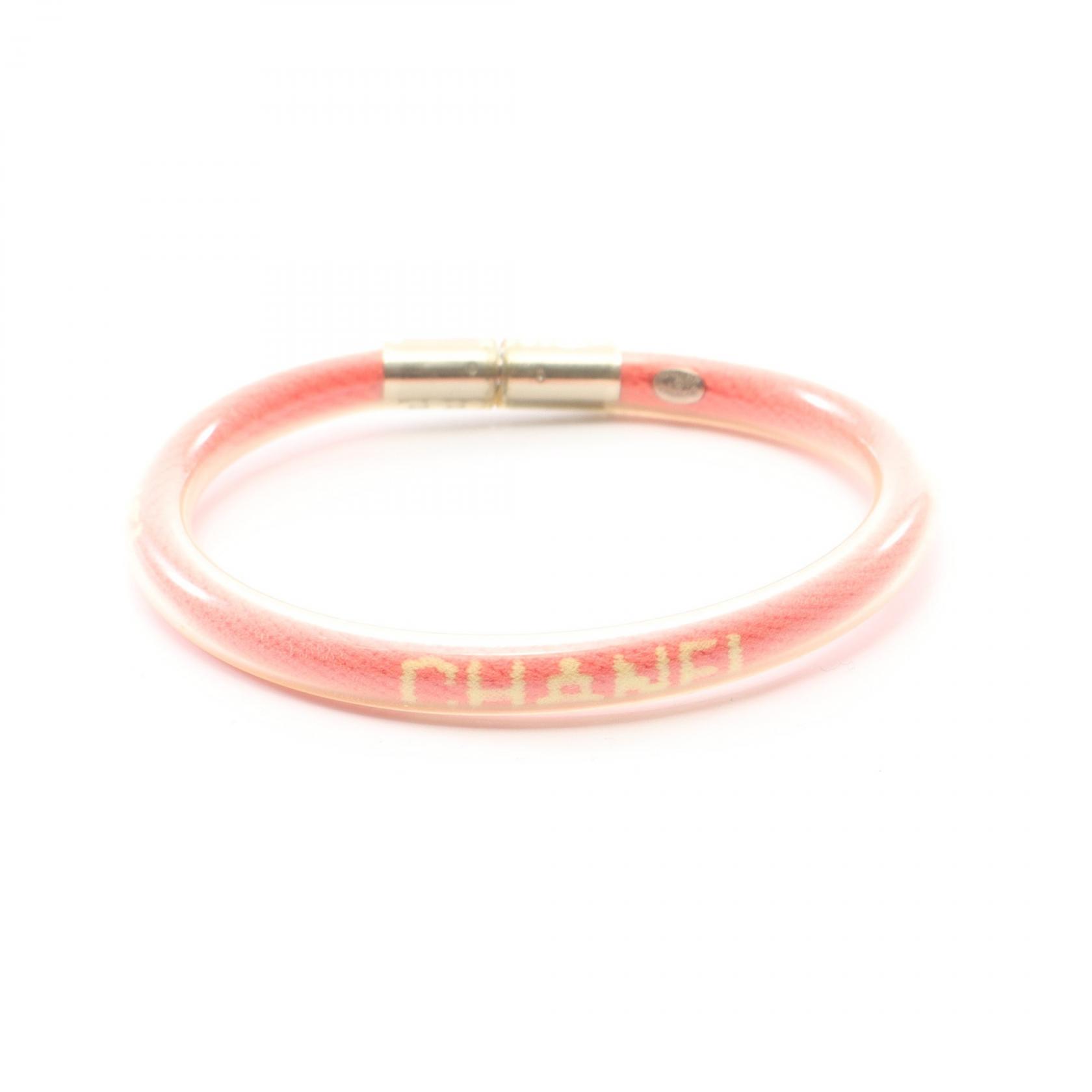 【ポイント5倍｜4/18 0:00～4/20 23:59】シャネル CHANEL スポーツライン ロゴ チューブバングル ブレスレット アクセサリー ラバー レディース ピンク系 【中古】