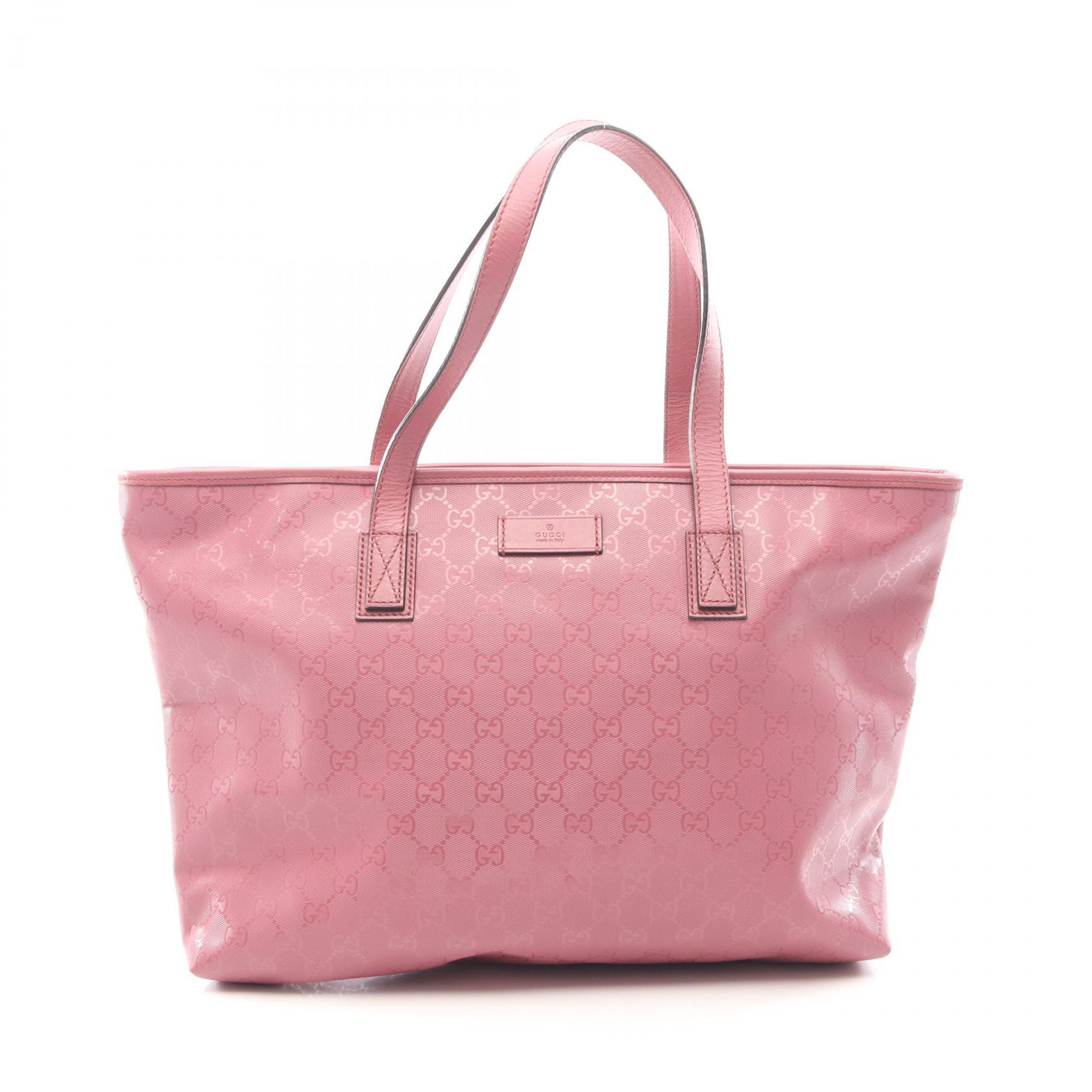≪5％OFFクーポン対象＆まとめ買い10%OFF≫グッチ GUCCI GGインプリメ トートバッグ バッグ PVCコーティングキャンバス レザー レディース ピンク系 211137 【中古】