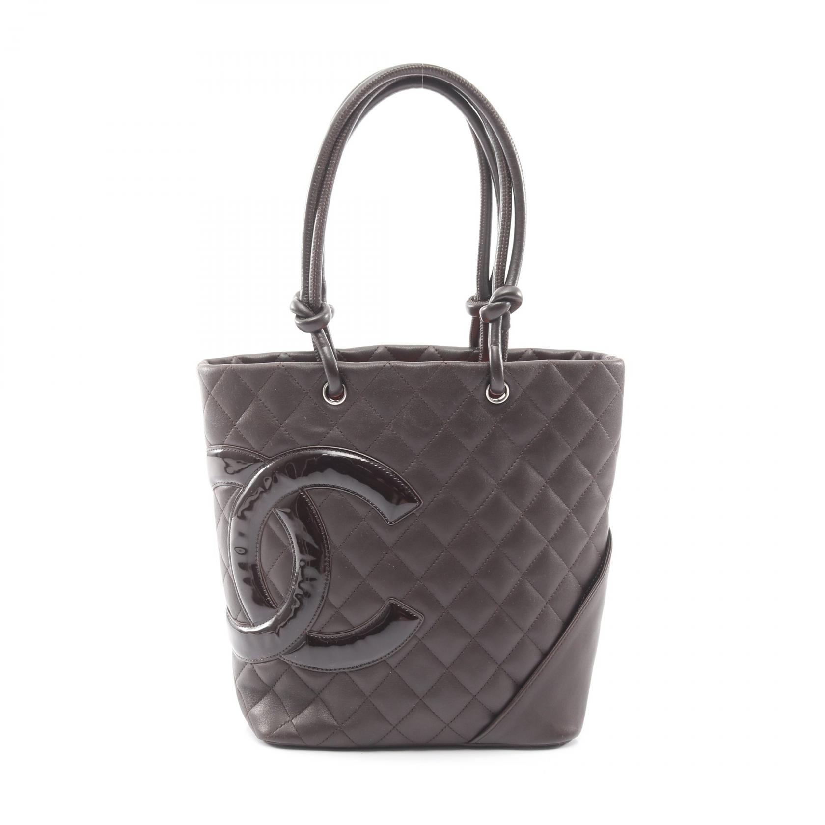 【1万円OFFクーポン対象】シャネル CHANEL カンボンライン ミディアム トートバッグ バッグ レザー パテントレザー レディース ブラウン系 A25167 【中古】