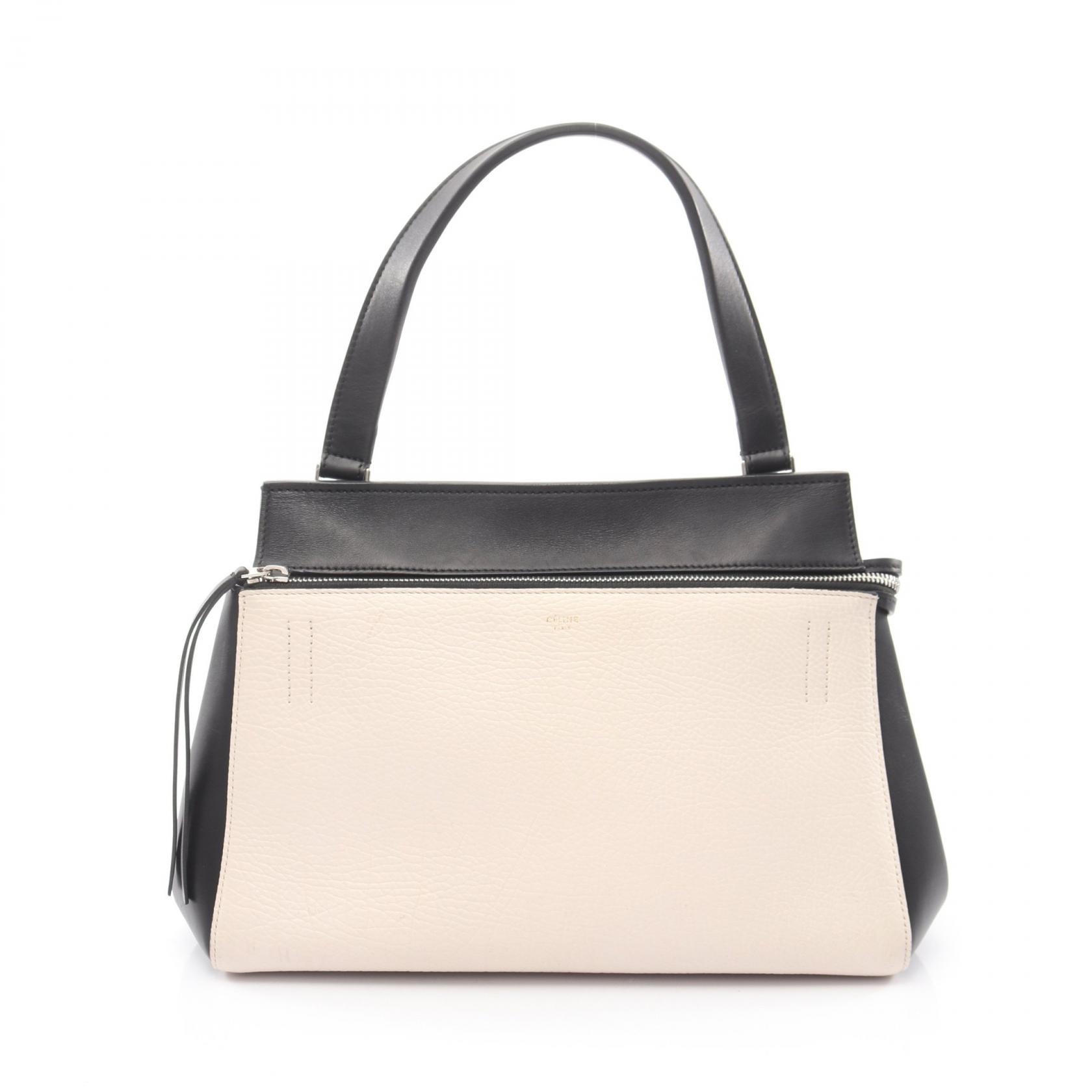 ≪5％OFFクーポン対象＆まとめ買い10%OFF≫セリーヌ CELINE EDGE エッジ スモール ハンドバッグ バッグ レザー レディース ブラック系 / ホワイト系 174013 【中古】 40,950円