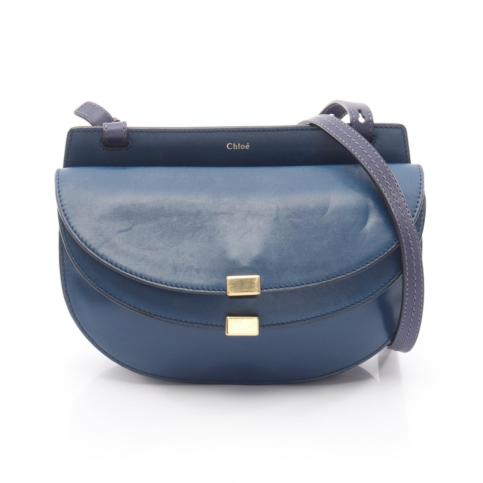 ≪5％OFFクーポン対象＆まとめ買い10%OFF≫クロエ Chloe GEROGIA ジョージア ショルダーバッグ バッグ レザー レディース ブルー系 / ネイビー系 【中古】
