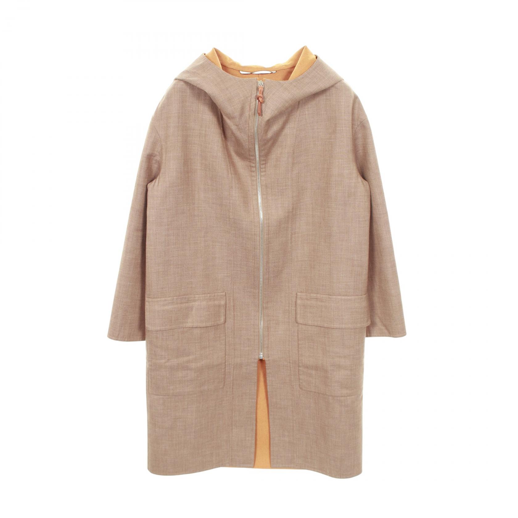 【ポイント5倍｜4/18 0:00～4/20 23:59】エルメス HERMES ダブルフェイス ジップアップ 衣料品 アウター カシミヤ ウール シルク シルク レディース ブラウン系 【中古】