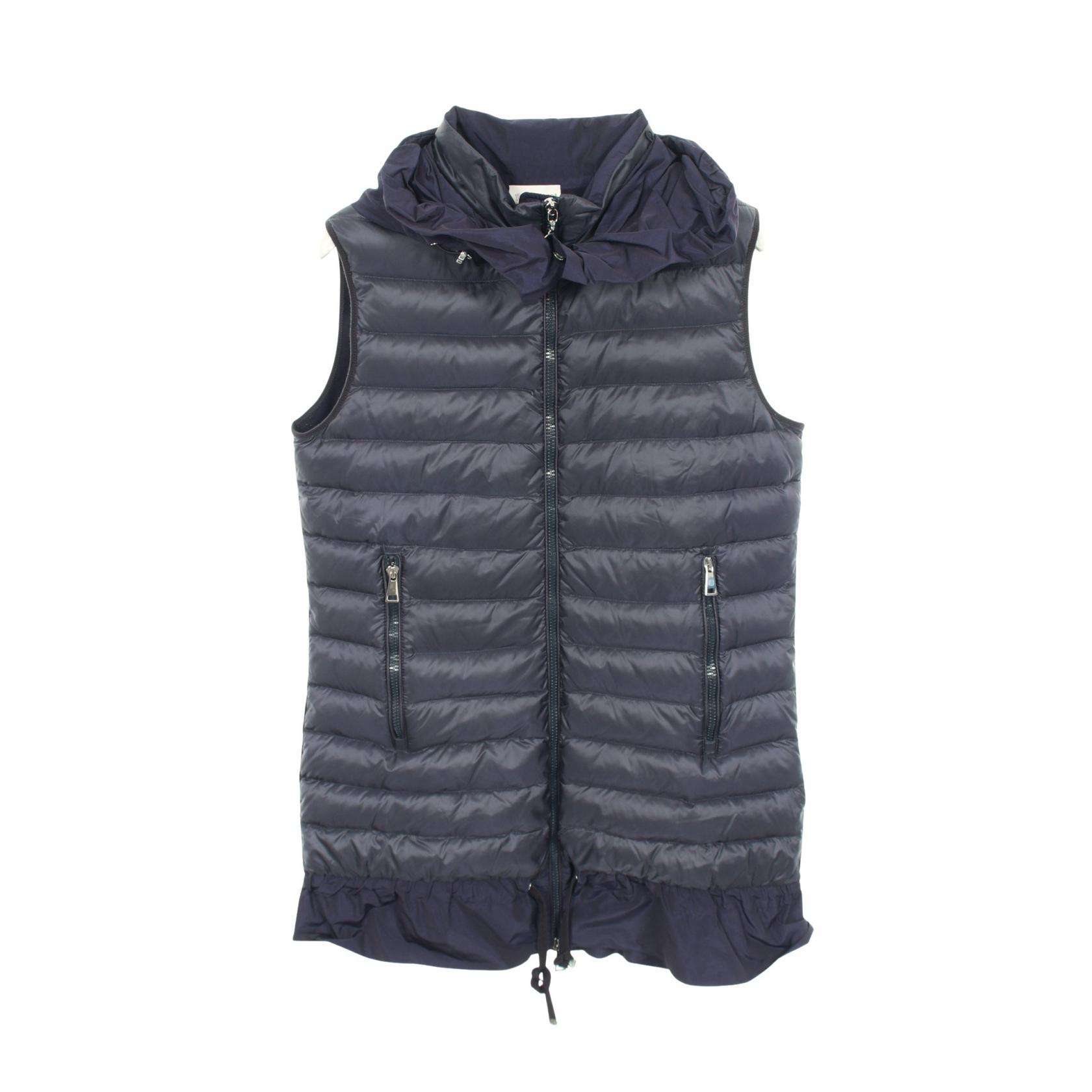 ≪5％OFFクーポン対象＆まとめ買い10%OFF≫モンクレール MONCLER GILET ダウンベスト 衣料品 アウター ナイロン コットン レディース ネイビー系 【中古】