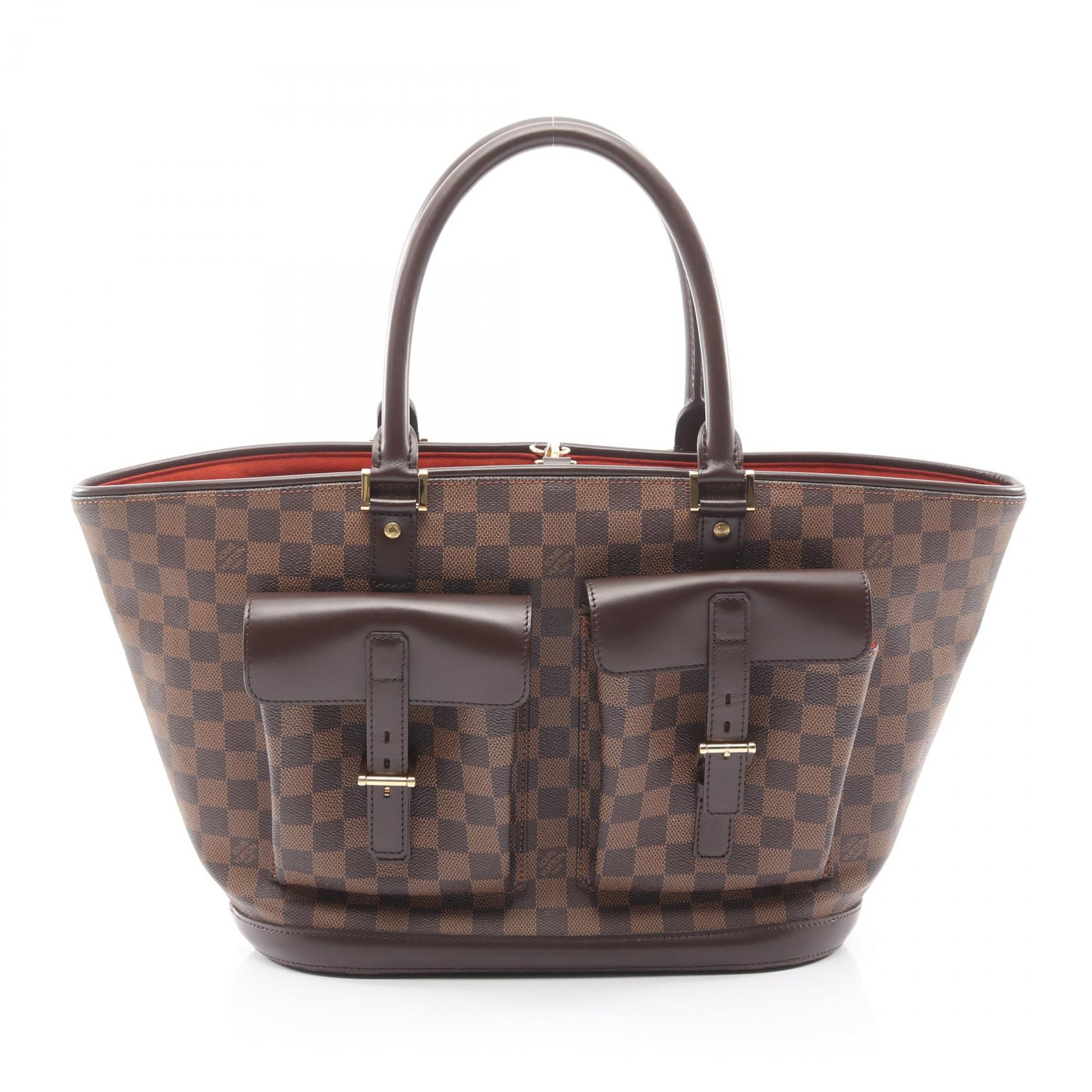 ≪5％OFFクーポン対象＆まとめ買い10%OFF≫ルイ・ヴィトン LOUIS VUITTON マノスクGM ハンドバッグ バッグ PVCコーティングキャンバス レザー ダミエ レディース ブラウン系 N51120 【中古】