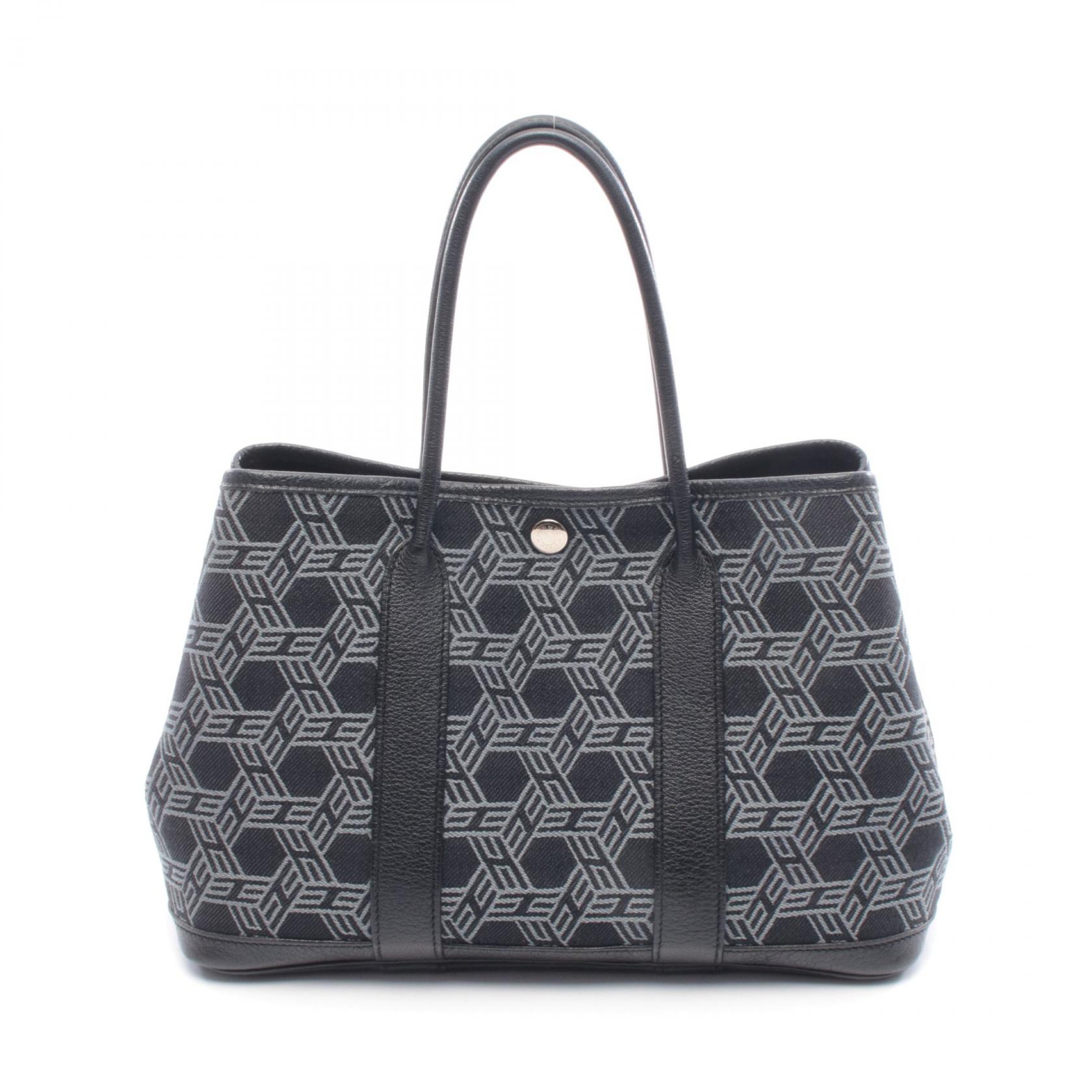 ≪5%OFFクーポン&まとめ買い10% ~7/26 9:59〆≫エルメス HERMES ガーデンパーティTPM トートバッグ バッグ レザー キャンバス トワルソーアッシュ レディース ブラック系 / グレー系 【中古】|BRANDOFF TOKYO