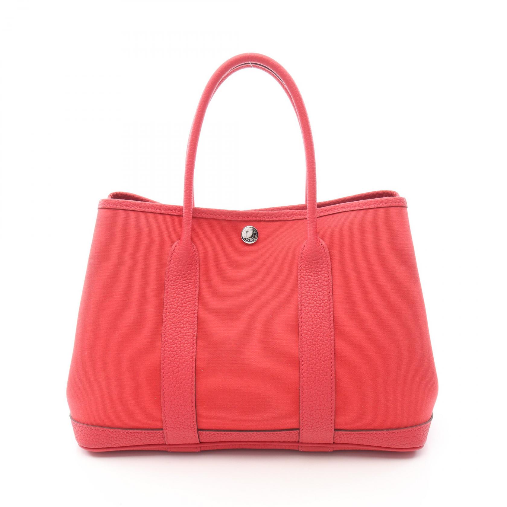 エルメス HERMES ガーデンパーティTPM トートバッグ バッグ レザー キャンバス トワルオフィシエ ネゴンダ レディース レッド系 【中古】