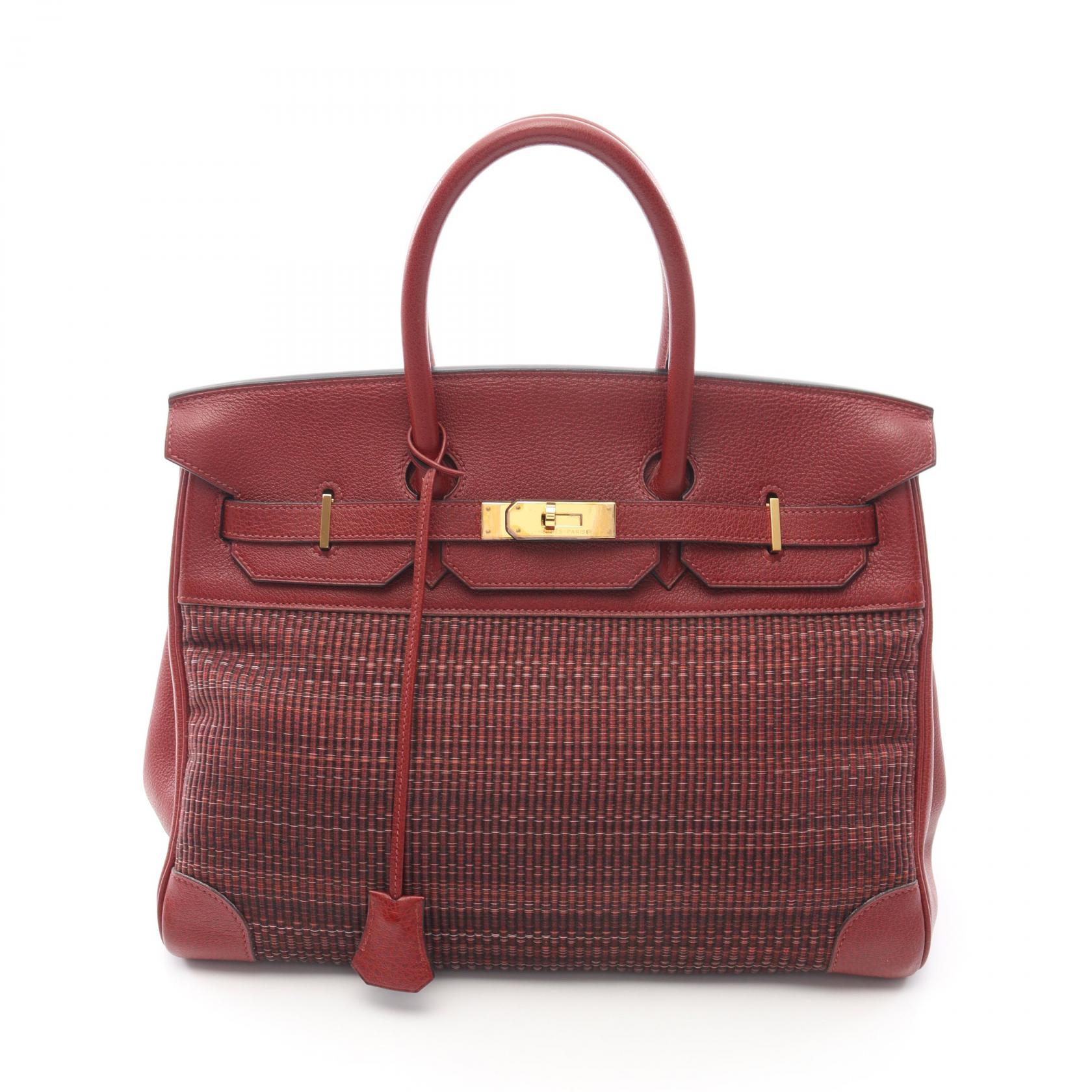 ≪5%OFFクーポン&まとめ買い10% ~7/26 9:59〆≫エルメス HERMES バーキン35 ホースヘアー ハンドバッグ バッグ レザー ブッフルスキッパー / クリノラン クリノラン レディース ボルドー系 【中古】|BRANDOFF TOKYO