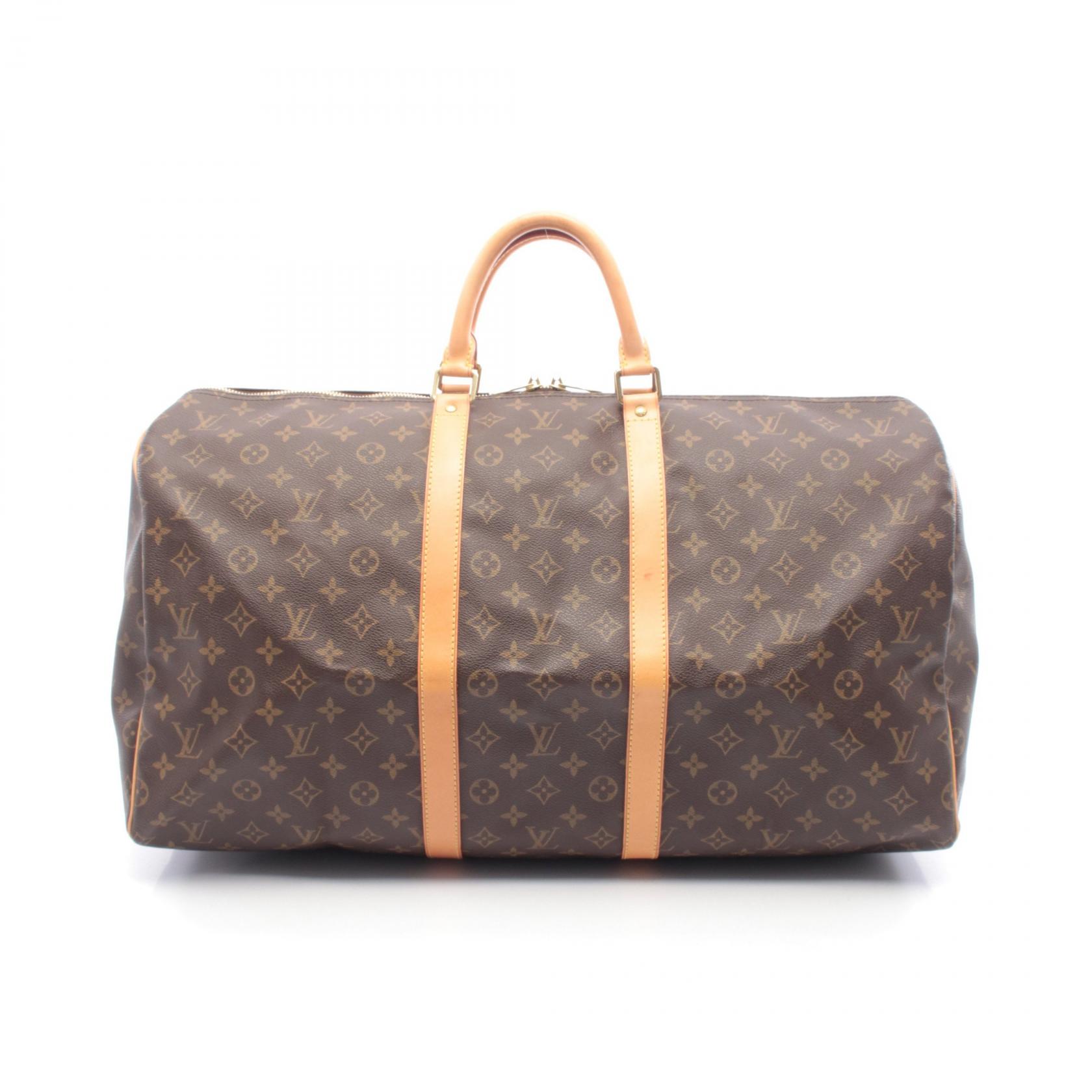 【5千円OFFクーポン対象】ルイ・ヴィトン LOUIS VUITTON キーポル55 ボストンバッグ バッグ PVCコーティングキャンバス レザー モノグラム メンズ レディース ブラウン系 M41424 【中古】