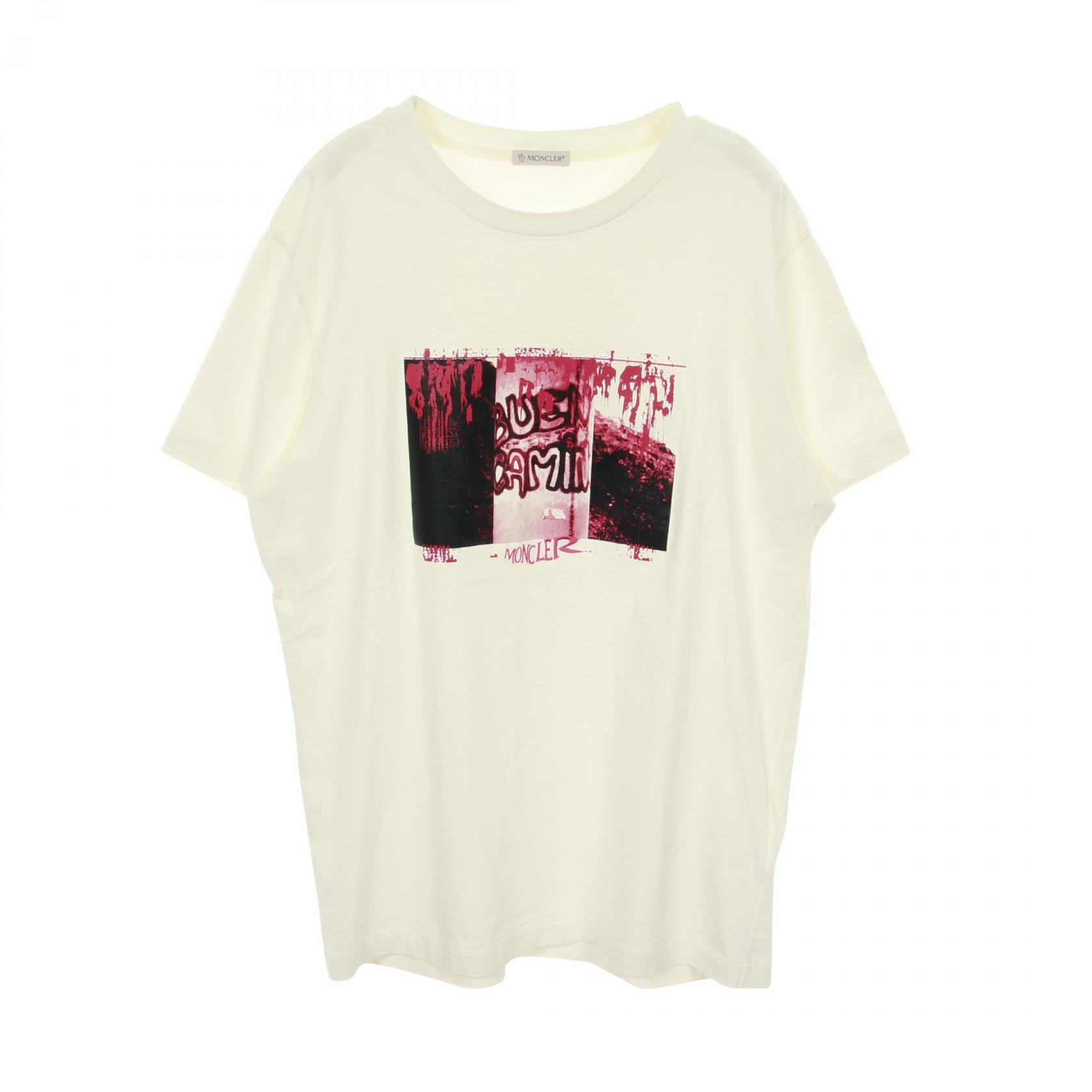 ≪5％OFFクーポン対象＆まとめ買い10%OFF≫モンクレール MONCLER 半袖Tシャツ 衣料品 トップス コットン メンズ ホワイト系 【中古】
