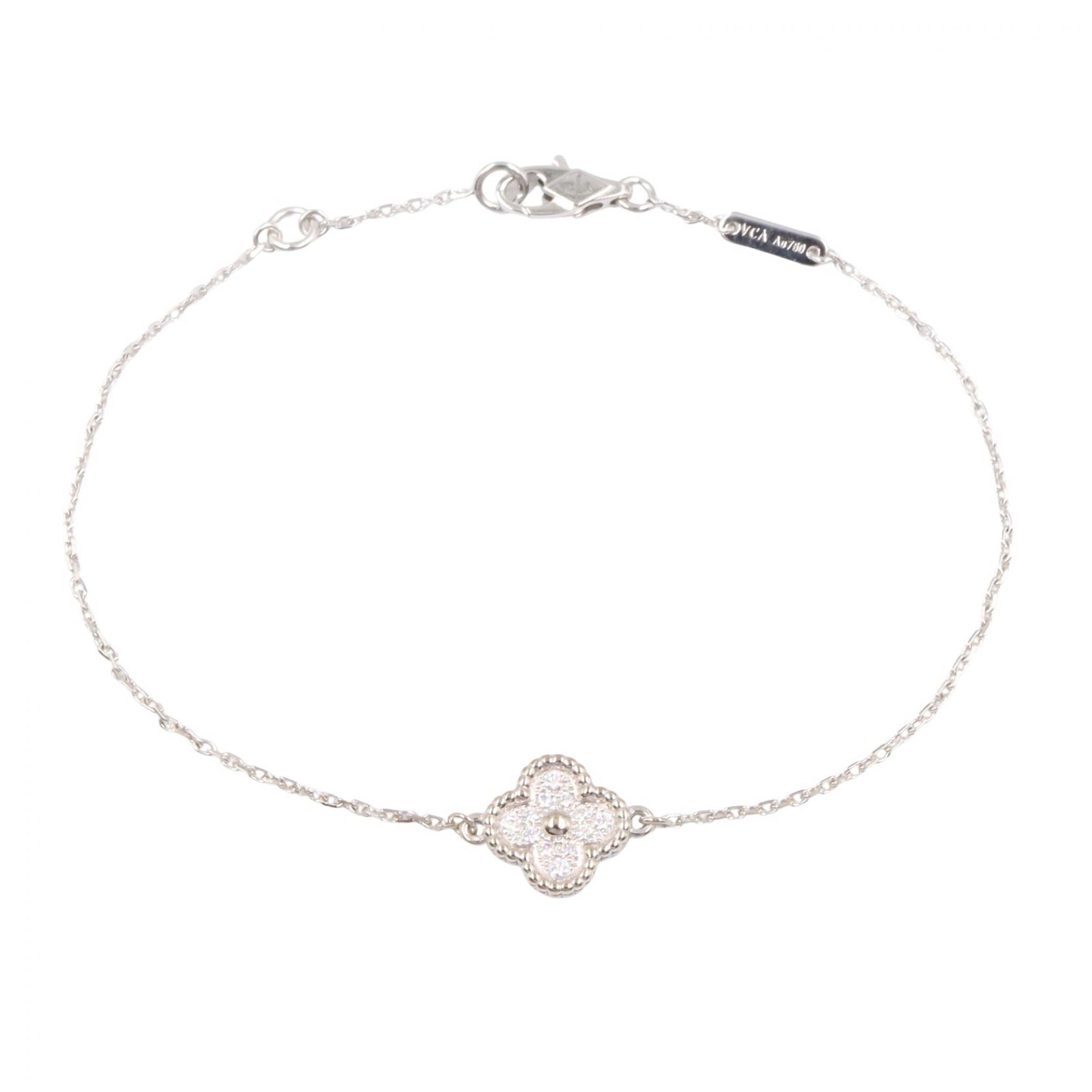 【ポイント5倍｜4/18 0:00～4/20 23:59】ヴァンクリーフ＆アーペル Van Cleef & Arpels スウィートアルハンブラ ダイヤ ブレスレット ブレスレット アクセサリー K18WG（ホワイトゴールド） ダイヤモンド レディース シルバー系 / クリア系 【中古】