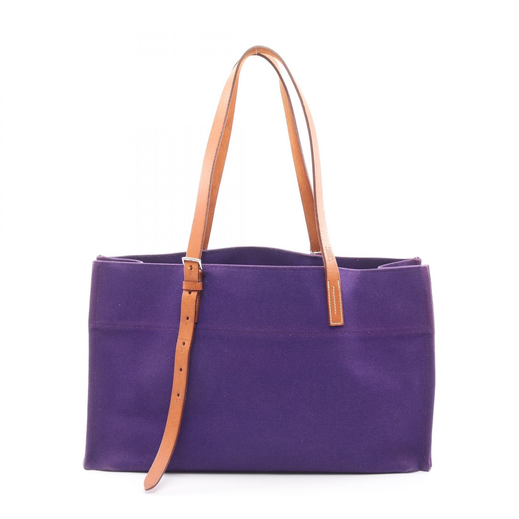 ≪5％OFFクーポン対象＆まとめ買い10%OFF≫エルメス HERMES エトリヴィエール エラン トートバッグ バッグ キャンバス レザー ヴァッシュハンター / トワルアッシュ ヴァッシュハンター レディース パープル系 / ブラウン系 【中古】