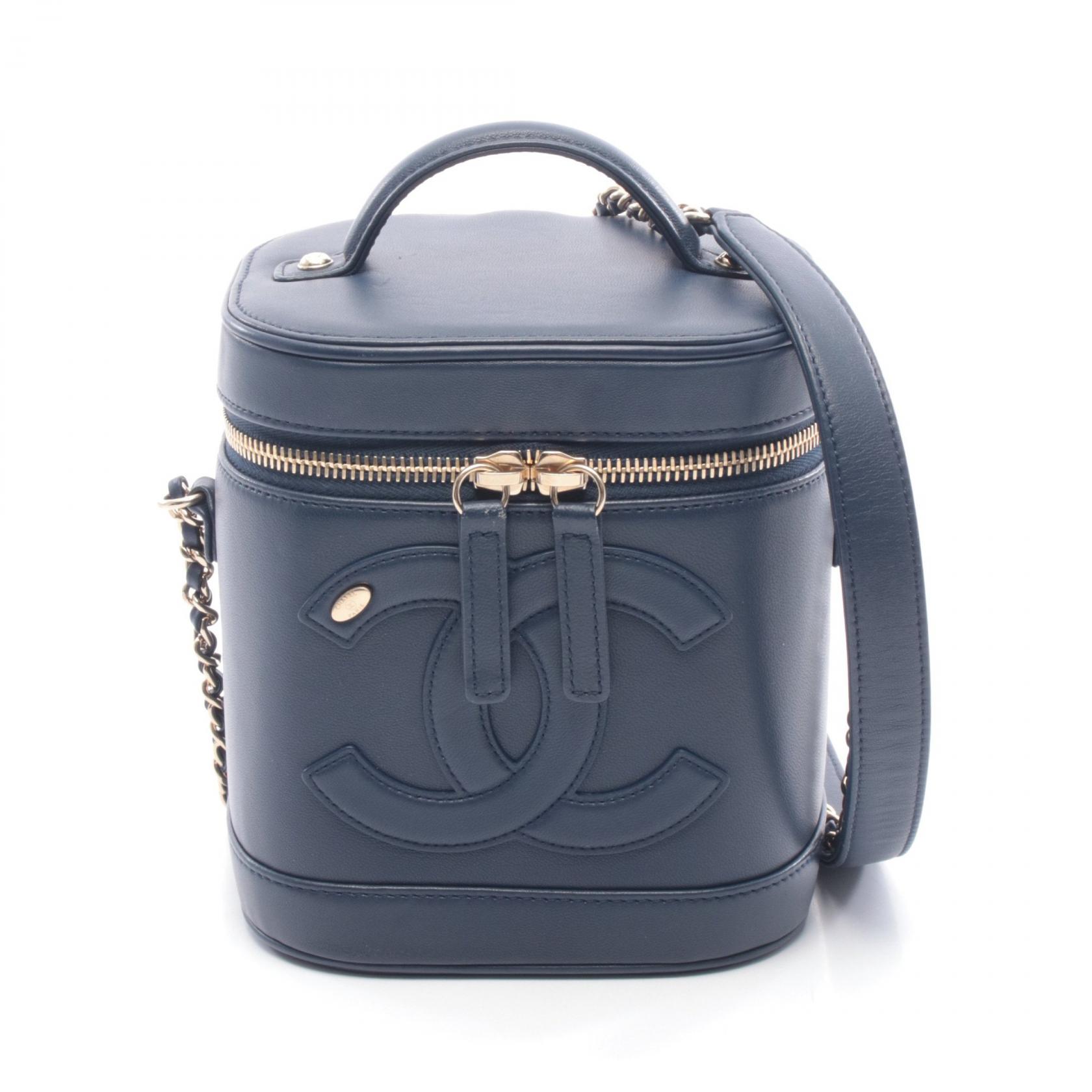 【ポイント5倍｜4/18 0:00～4/20 23:59】シャネル CHANEL ココマーク ハンドバッグ バッグ ラムスキン（羊革） レディース ネイビー系 AS0323 【中古】