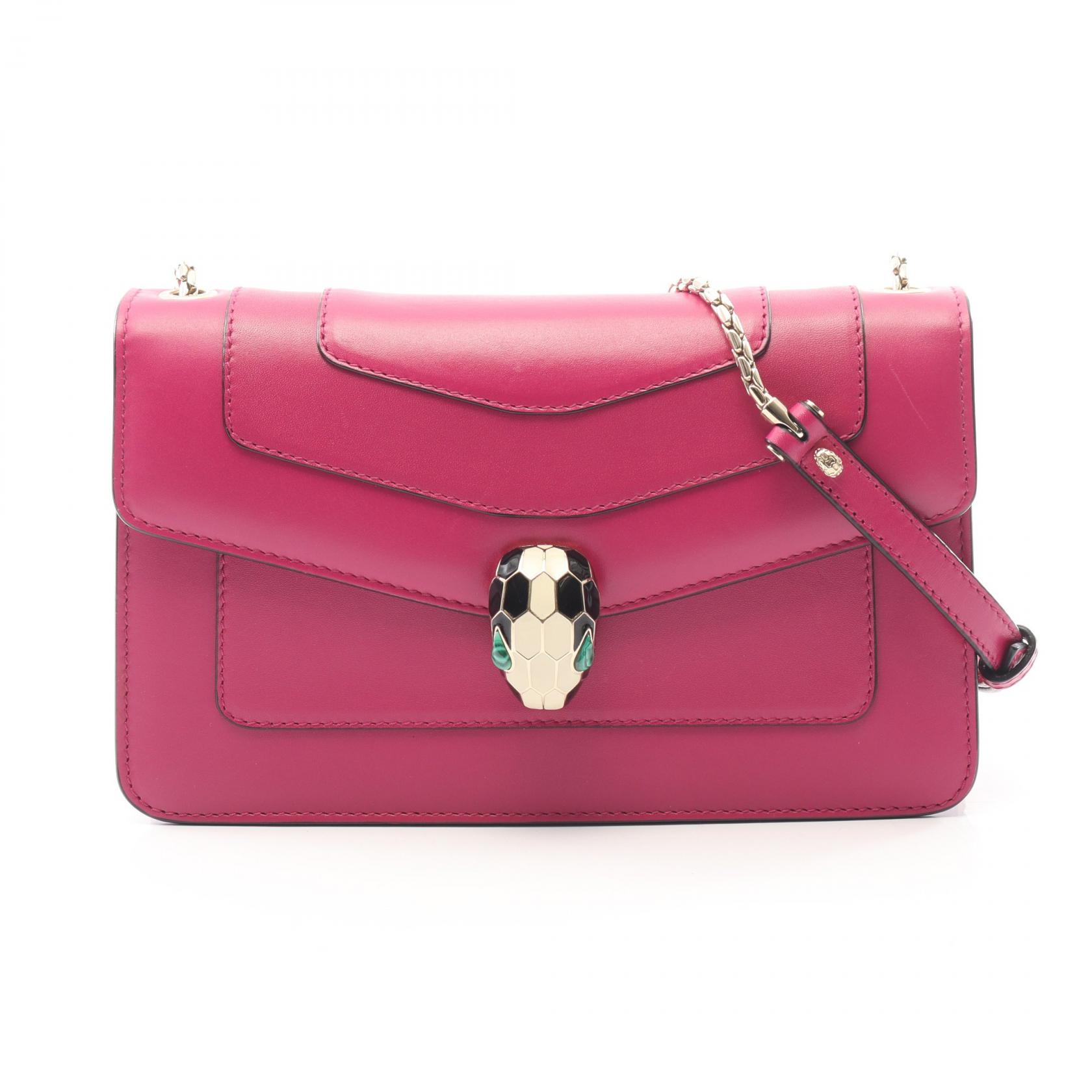 ≪5％OFFクーポン対象＆まとめ買い10%OFF≫ブルガリ BVLGARI セルペンティ フォーエバー ショルダーバッグ バッグ レザー レディース ピンク系 【中古】 75,350円