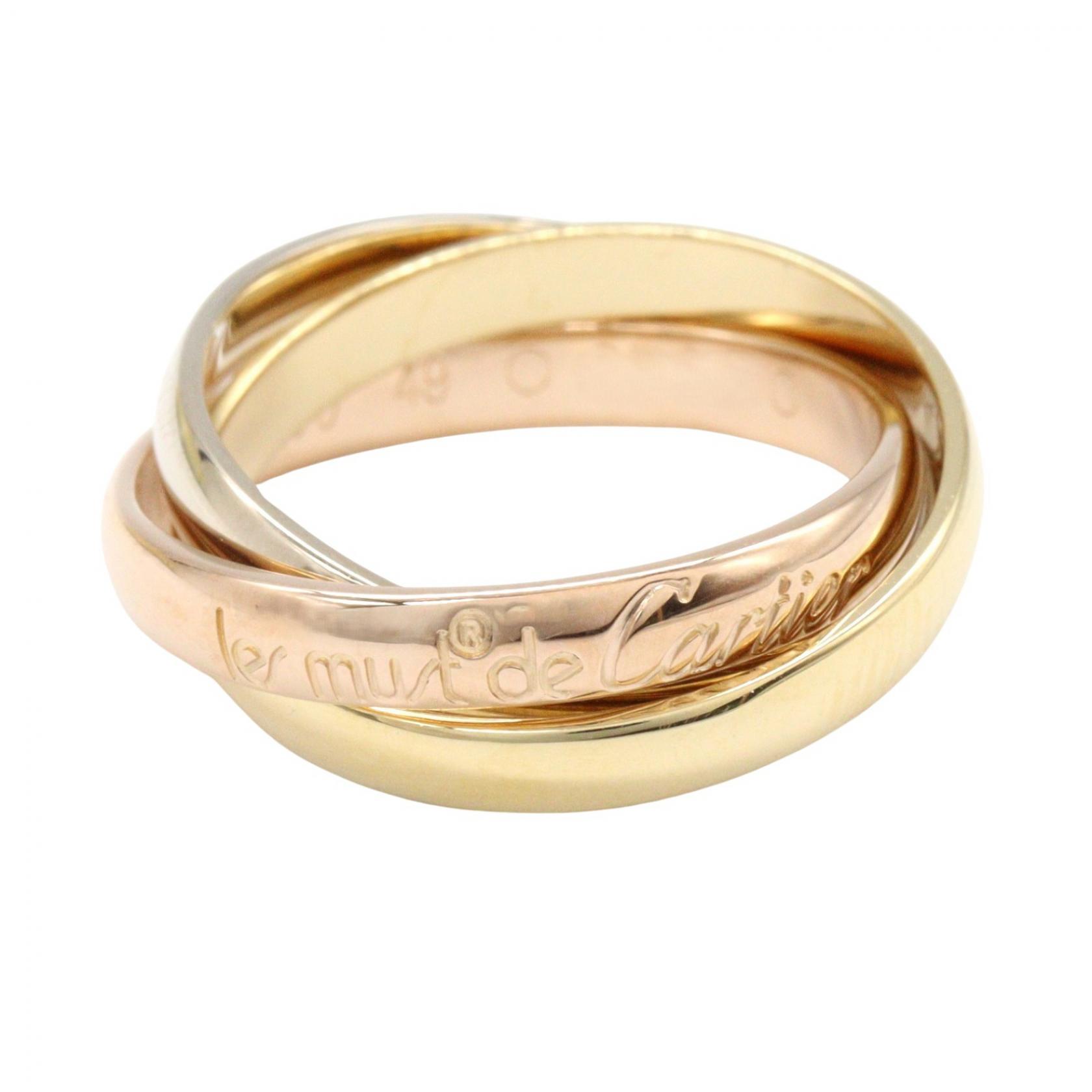 ≪5％OFFクーポン対象＆まとめ買い10%OFF≫カルティエ CARTIER トリニティリング リング・指輪 ジュエリー K18（イエローゴールド） K18WG（ホワイトゴールド） K18PG（ピンクゴールド） レディース ゴールド系 / シルバー系 【中古】
