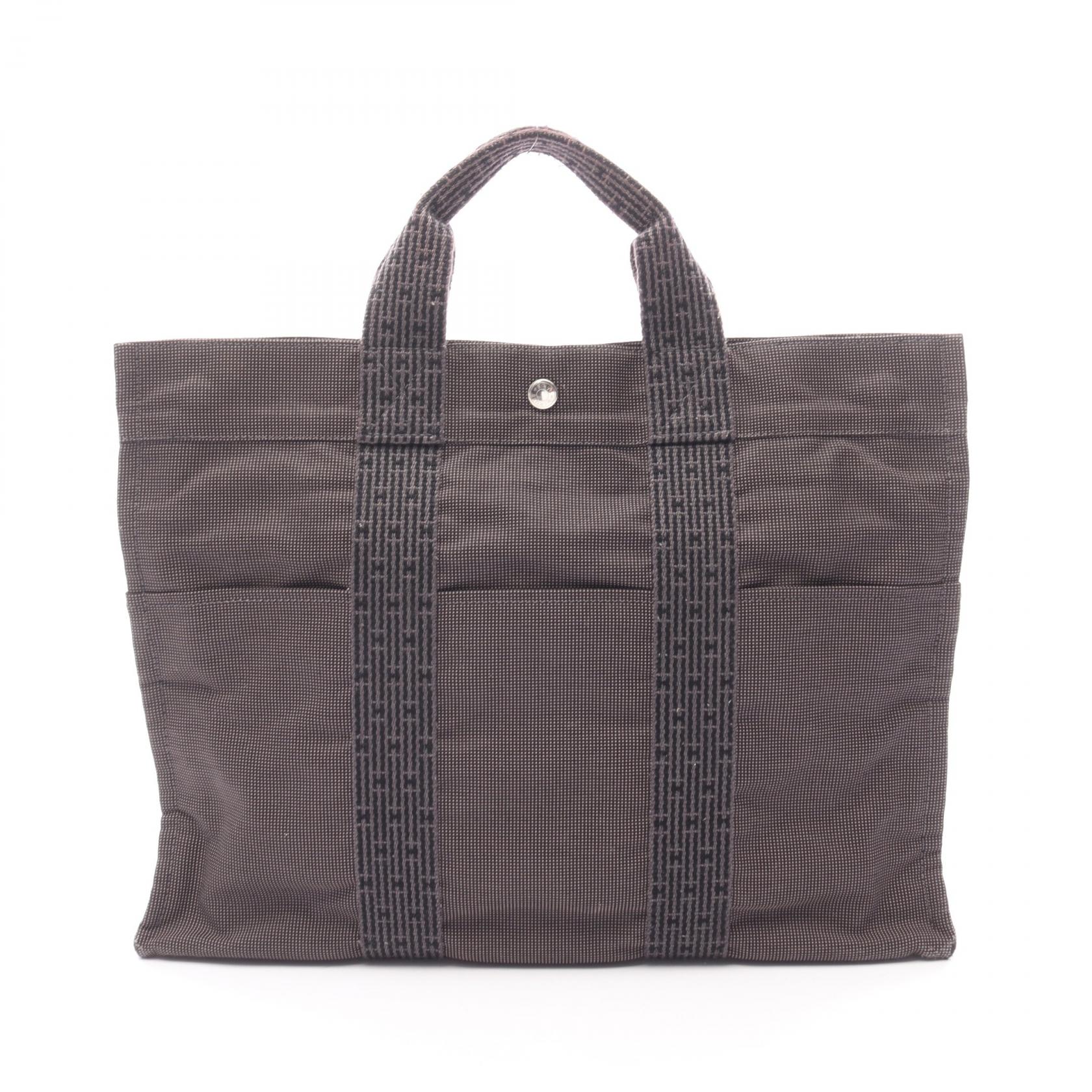 ≪5%OFFクーポン＆まとめ買い10% ～7/26 9:59〆≫エルメス HERMES エールラインMM トートバッグ バッグ ナイロンキャンバス メンズ レディース グレー系 【中古】｜BRANDOFF TOKYO