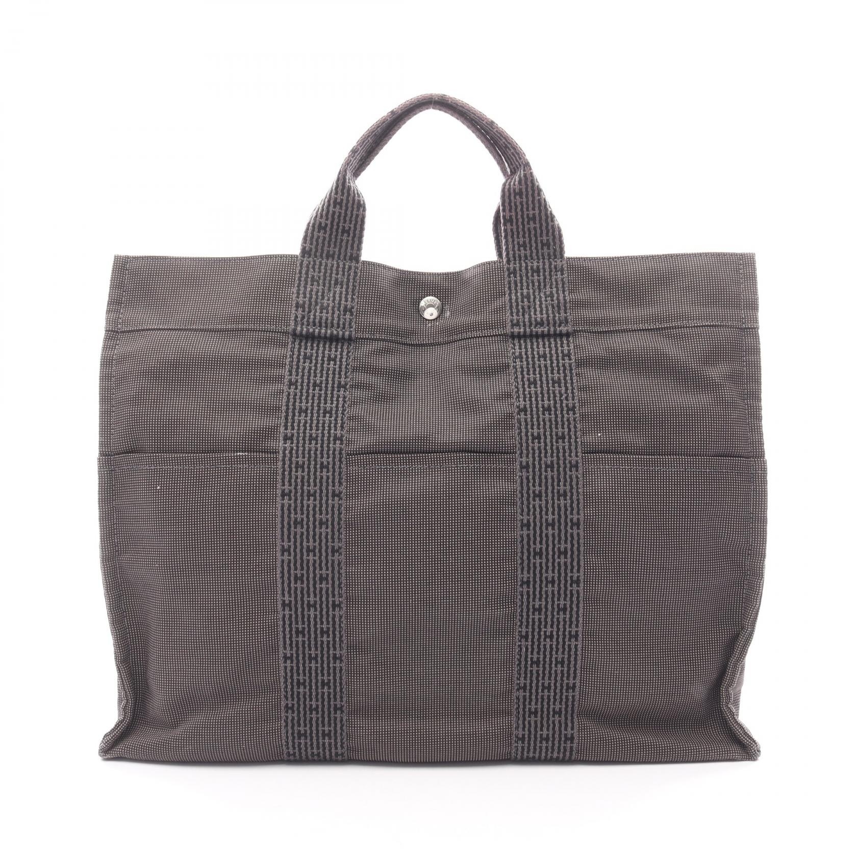 【ポイント5倍｜4/18 0:00～4/20 23:59】エルメス HERMES エールラインMM トートバッグ バッグ ナイロンキャンバス メンズ レディース グレー系 【中古】