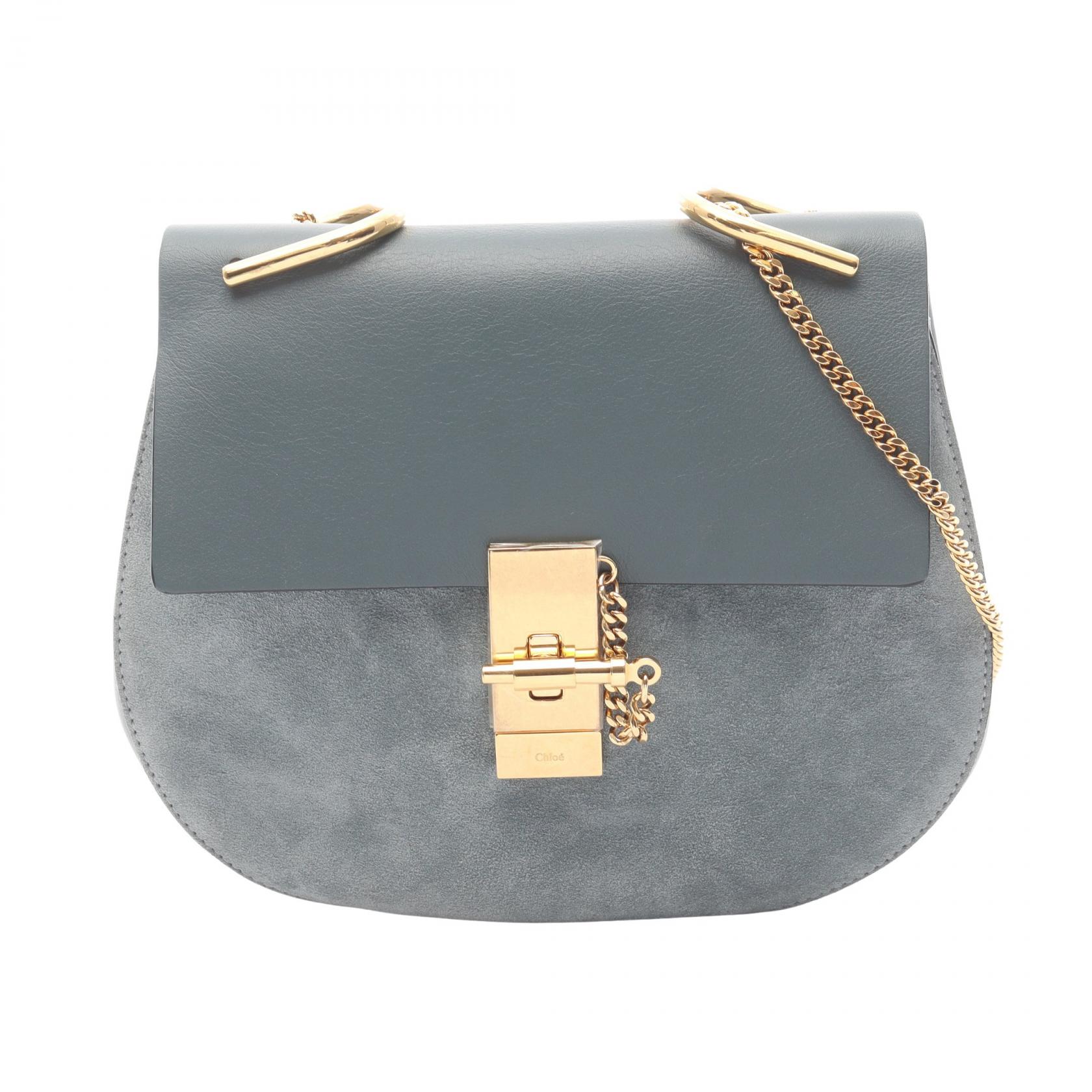 ≪5%OFFクーポン&まとめ買い10% ~7/26 9:59〆≫クロエ Chloe Drew ドリュー ショルダーバッグ バッグ レザー スウェード レディース ブルー系 【中古】|BRANDOFF TOKYO