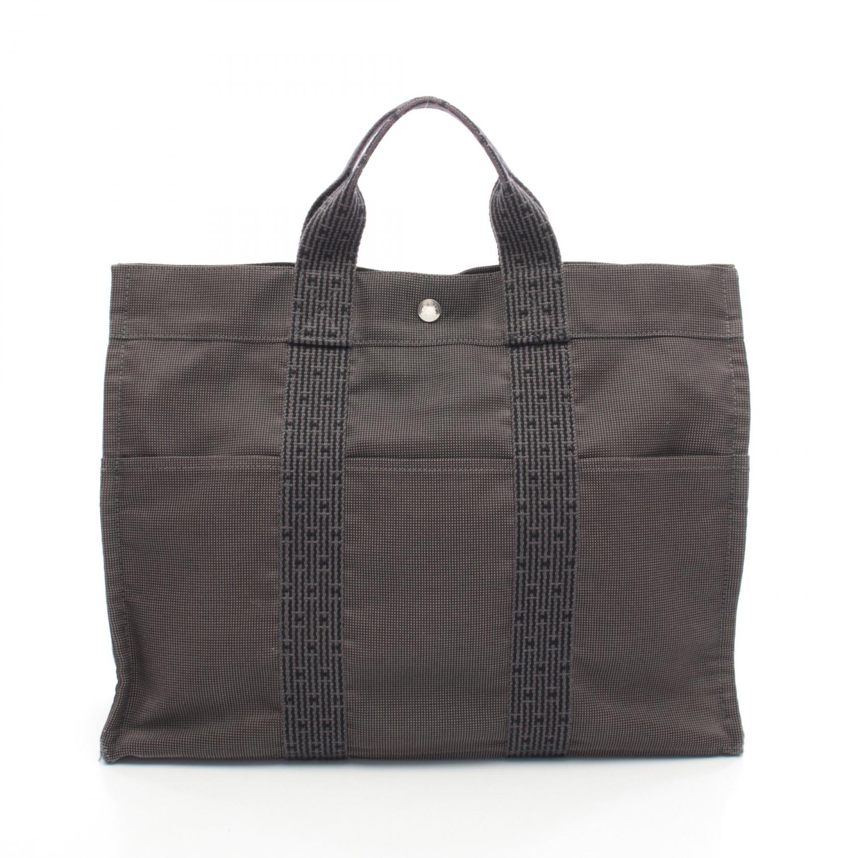 エルメス HERMES エールラインMM トートバッグ バッグ ナイロンキャンバス メンズ レディース グレー系 【中古】