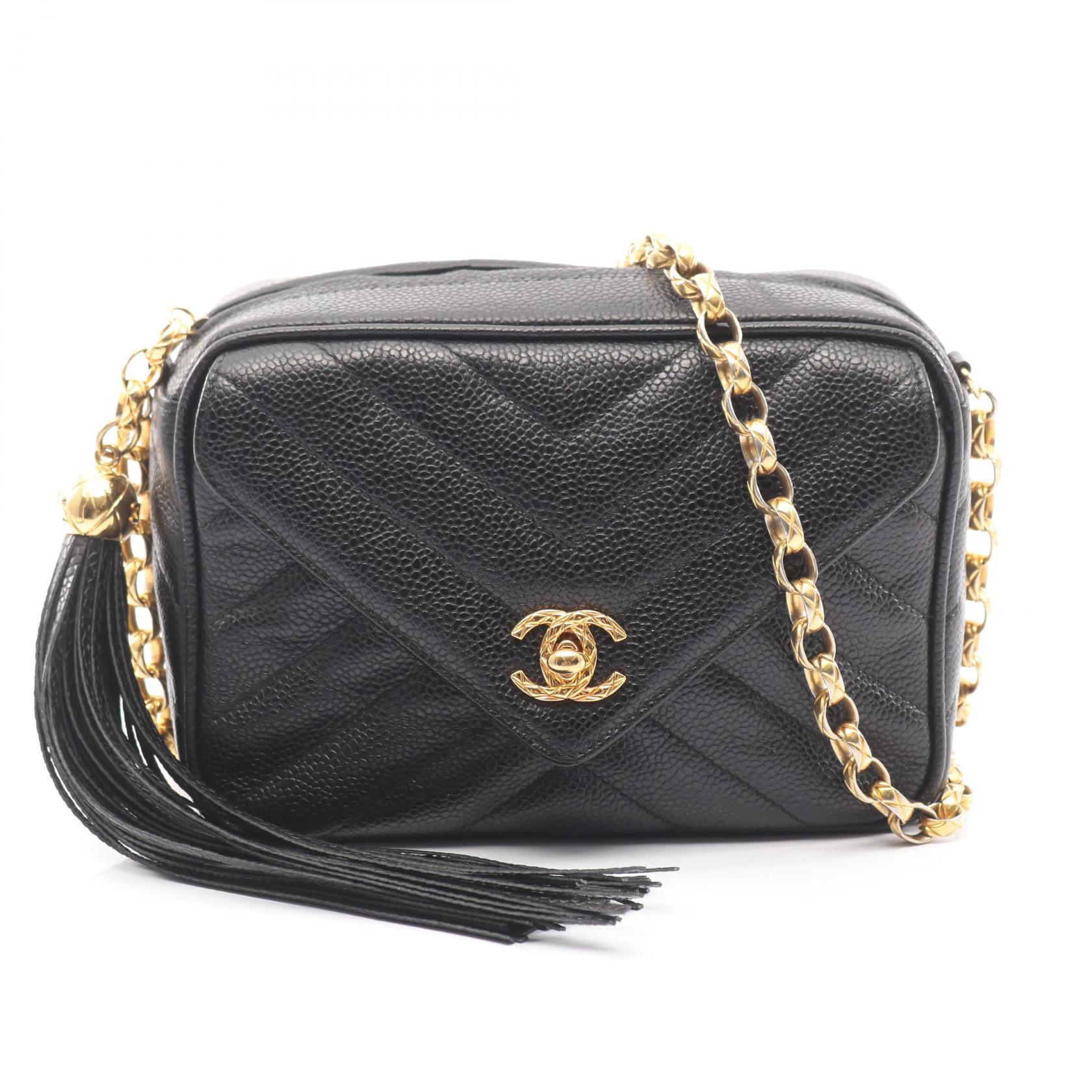 ≪5%OFFクーポン&まとめ買い10% ~7/26 9:59〆≫シャネル CHANEL Vステッチ シェブロン ショルダーバッグ バッグ レザー グレインドカーフレザー レディース ブラック系 【中古】|BRANDOFF TOKYO