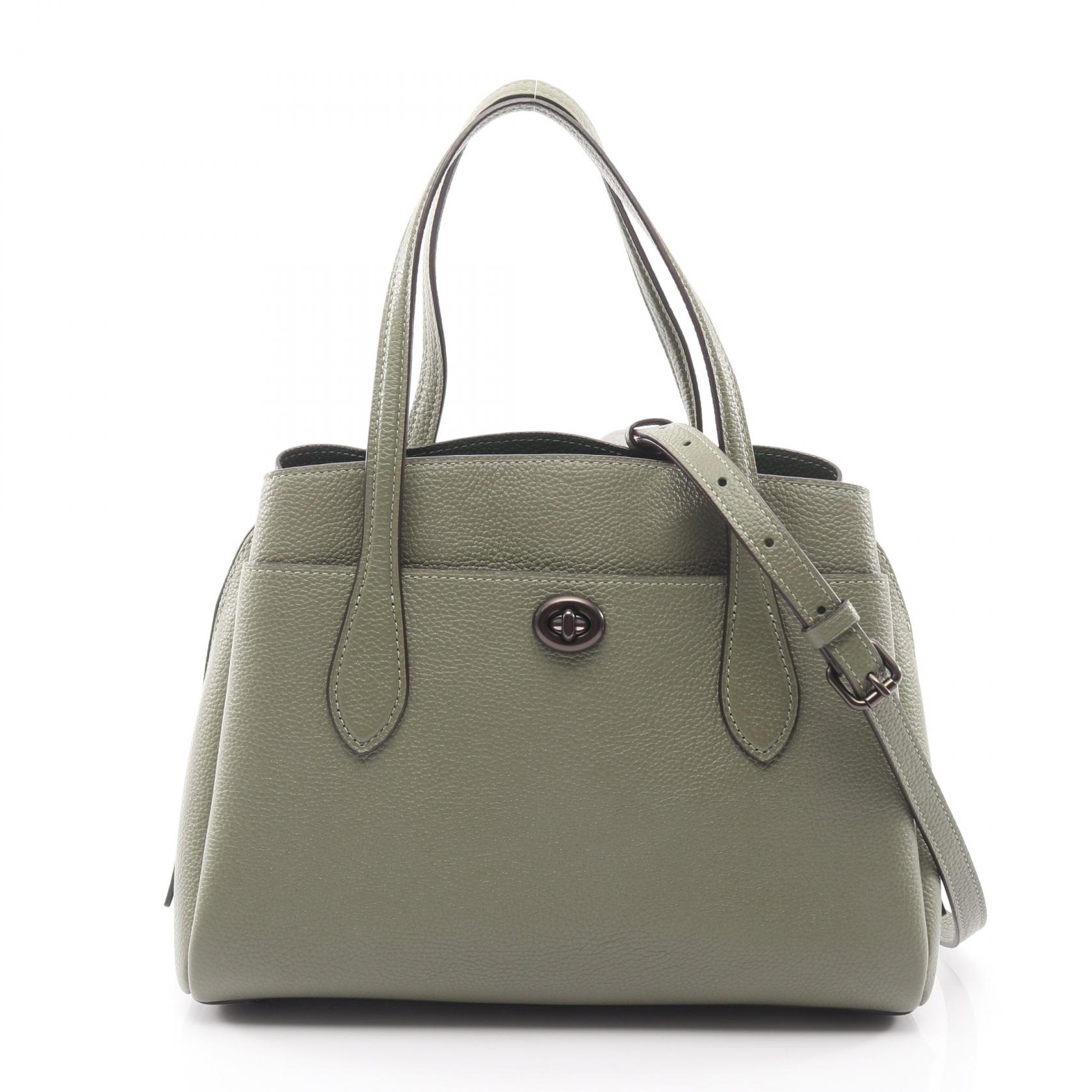 コーチ COACH ローラ キャリーオール30 ハンドバッグ バッグ レザー レディース カーキ系 91740 【中古】