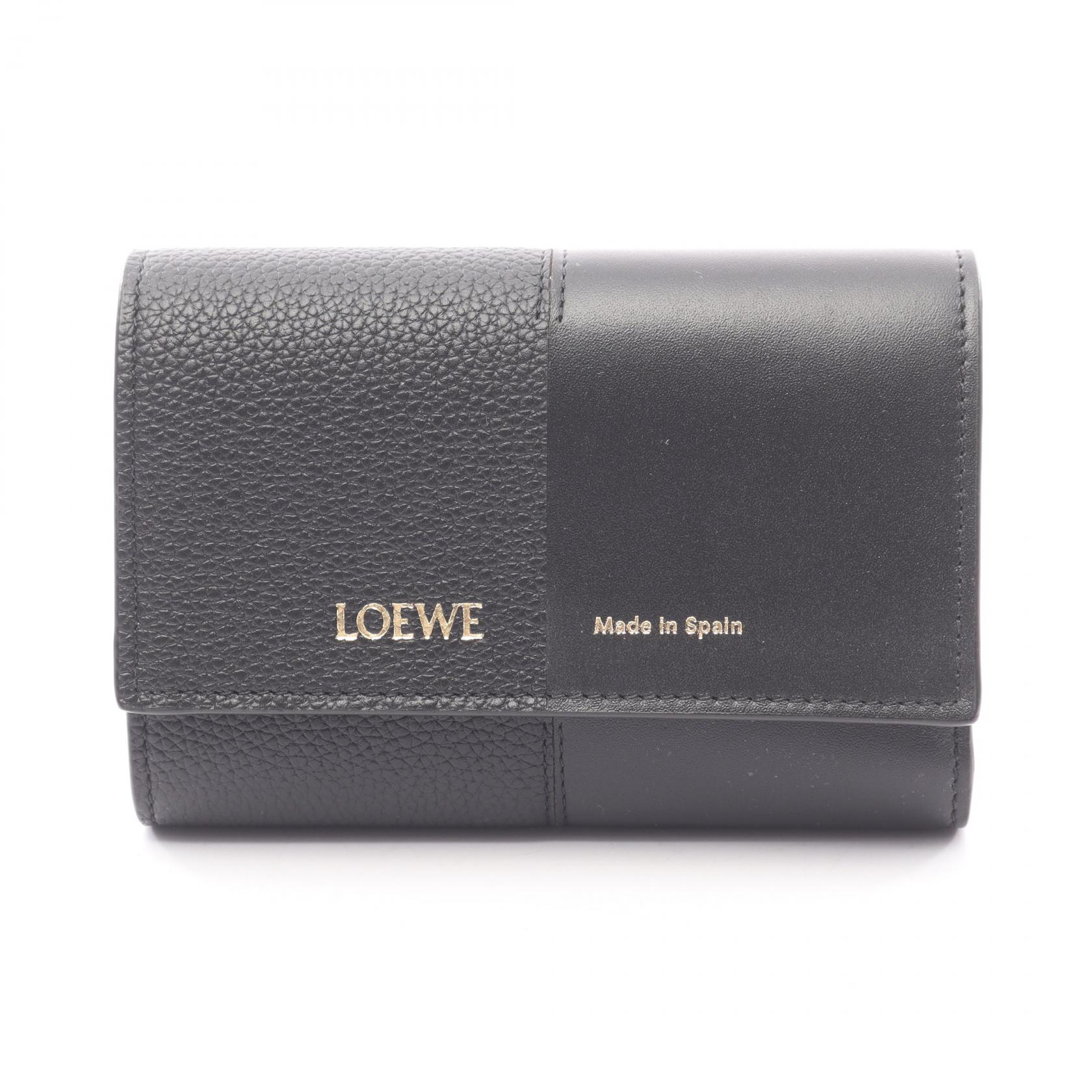 ロエベ LOEWE バーティカル ウォレット スモール 三つ折り財布 財布 レザー レディース ブラック系 C612S33X011100 【新品】