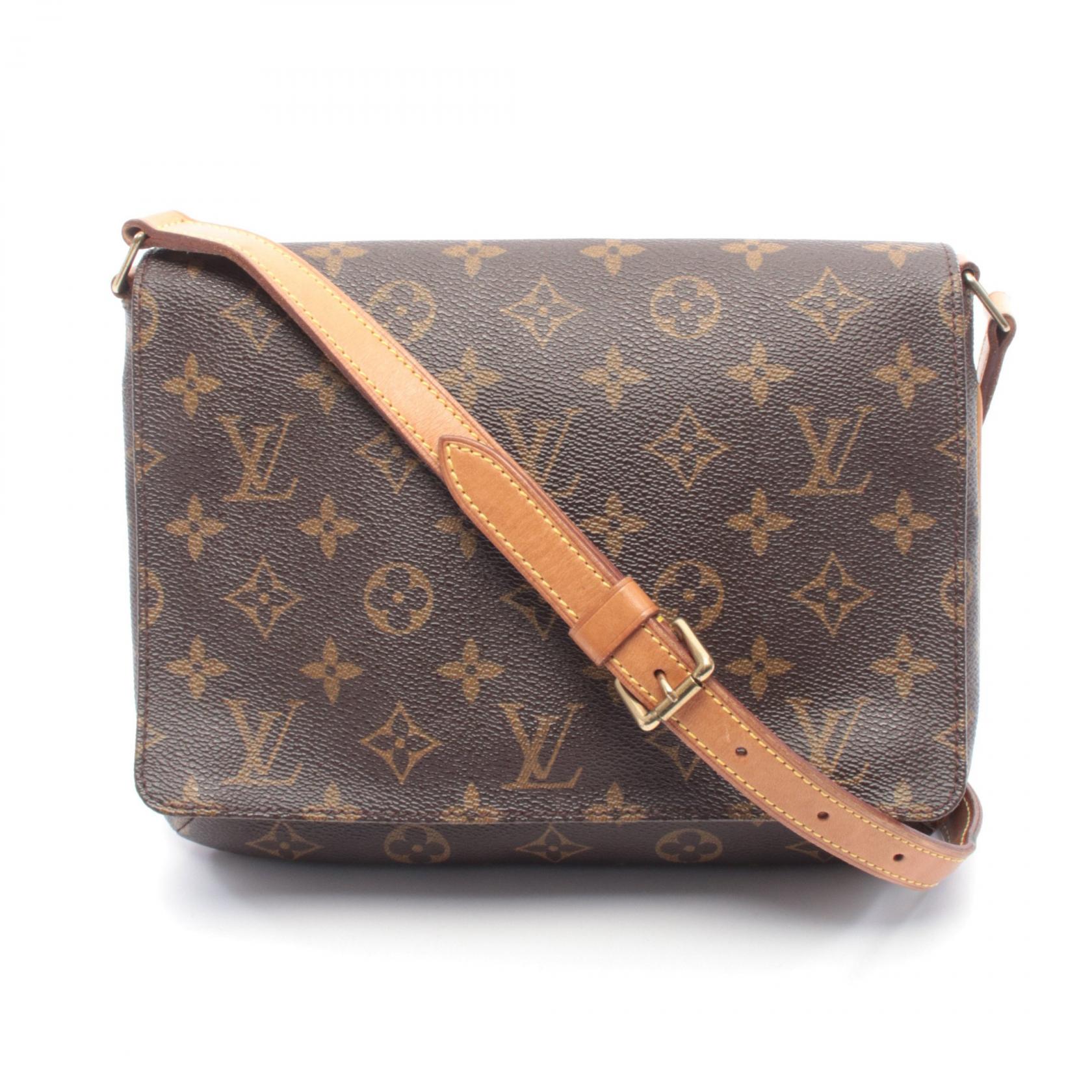 ≪5％OFFクーポン対象＆まとめ買い10%OFF≫ルイ・ヴィトン LOUIS VUITTON ミュゼットタンゴ ショートストラップ モノグラム ショルダーバッグ バッグ PVCコーティングキャンバス レザー レディース ブラウン系 M51257 【中古】