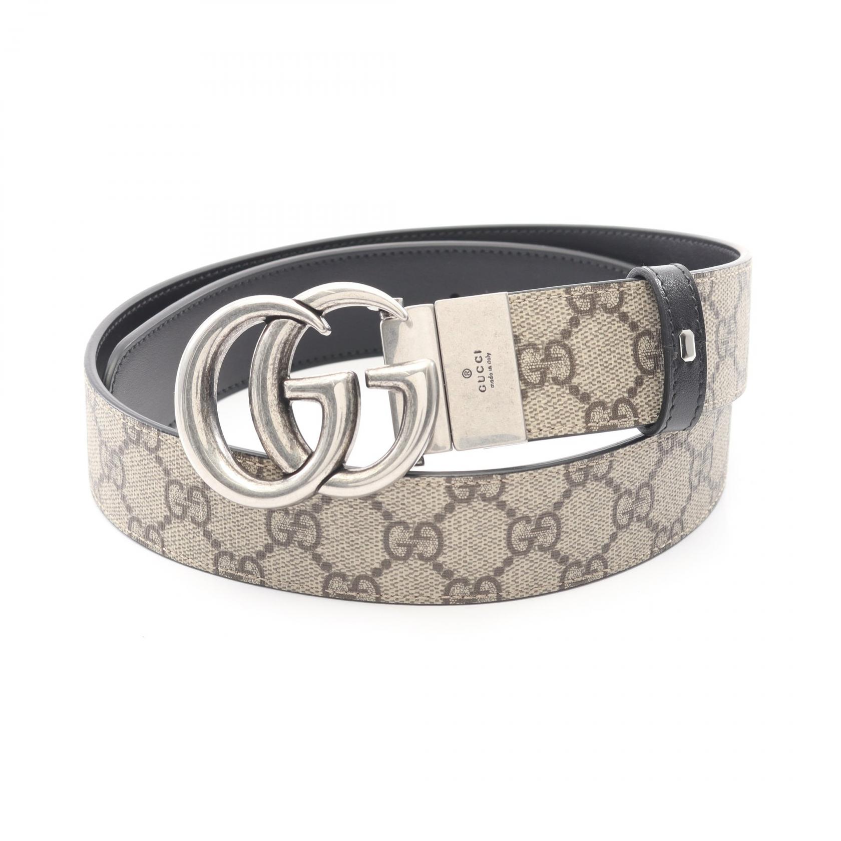 【ポイント5倍｜4/18 0:00～4/20 23:59】グッチ GUCCI ダブルG GGスプリーム ベルト 衣料品 レザー PVCコーティングキャンバス メンズ ベージュ系 / ブラック系 62705592TIN976985 【新品】