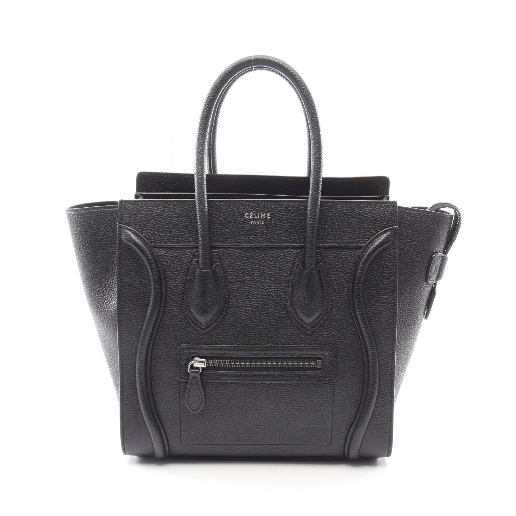 ≪5%OFFクーポン&まとめ買い10% ~7/26 9:59〆≫セリーヌ CELINE ラゲージ マイクロショッパー トートバッグ バッグ レザー レディース ブラック系 【中古】|BRANDOFF TOKYO
