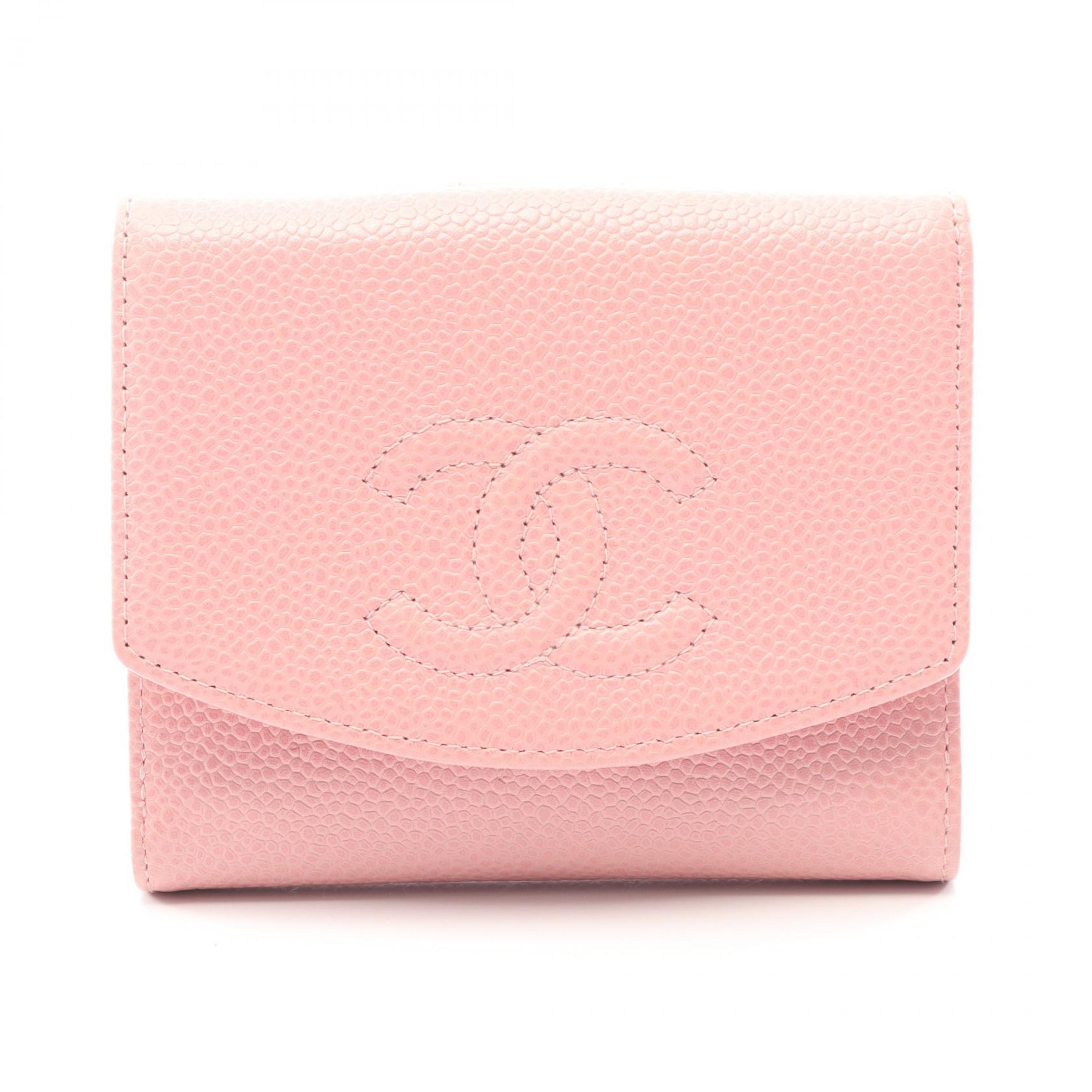 【ポイント5倍｜4/18 0:00～4/20 23:59】シャネル CHANEL ココマーク Wホック財布 財布 カーフ（牛革） レディース ピンク系 【中古】