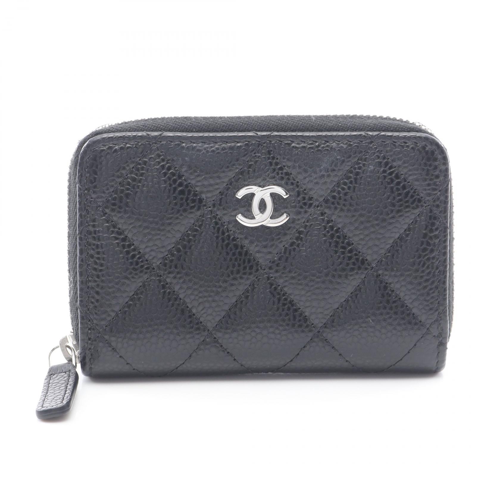≪5％OFFクーポン対象＆まとめ買い10%OFF≫シャネル CHANEL クラシック ジップ コインパース マトラッセ コインケース 財布 カーフ（牛革） レディース ブラック系 AP0216 【中古】