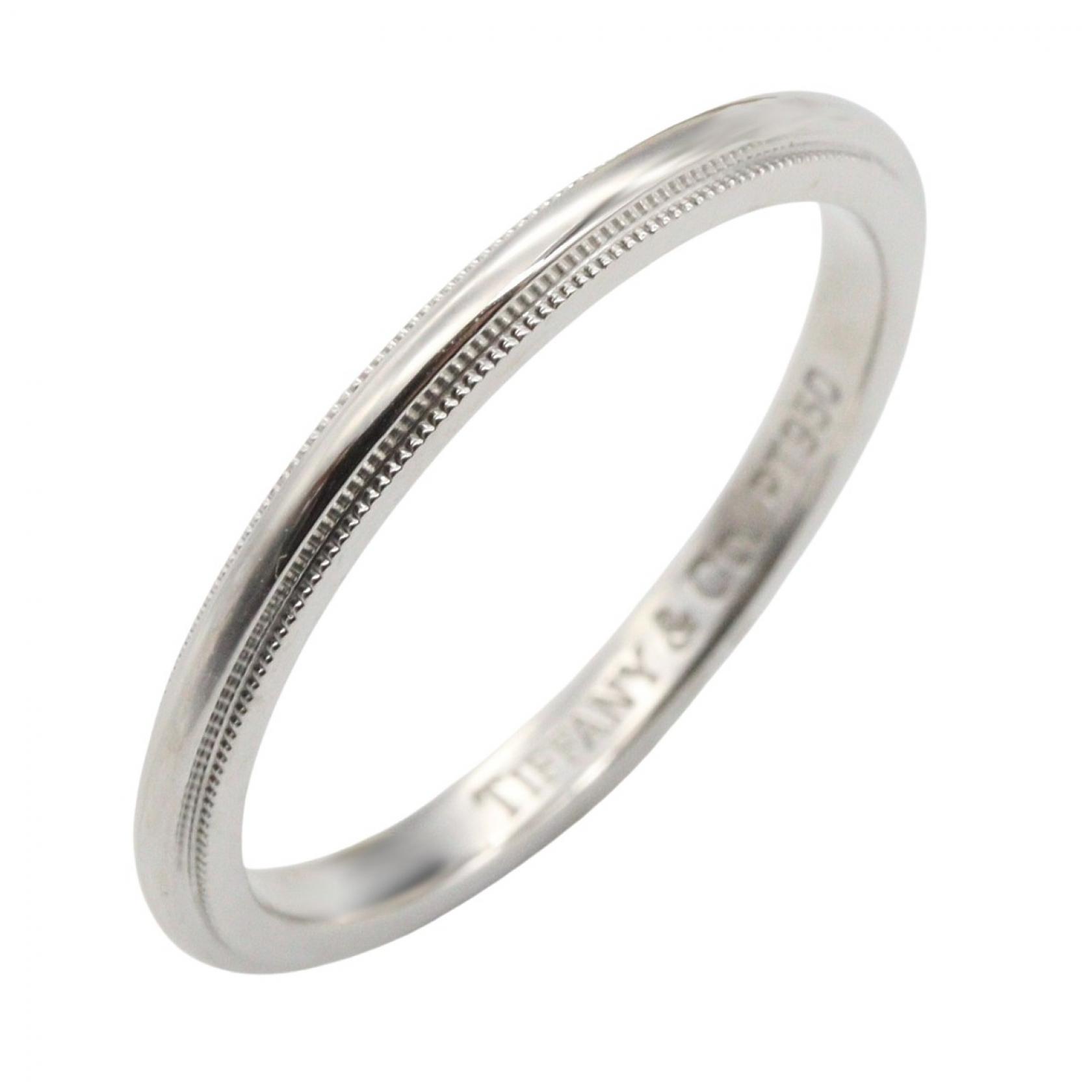 ≪5％OFFクーポン対象＆まとめ買い10%OFF≫ティファニー TIFFANY＆CO ミルグレイン リング リング・指輪 ジュエリー Pt950プラチナ メンズ レディース シルバー系 【中古】