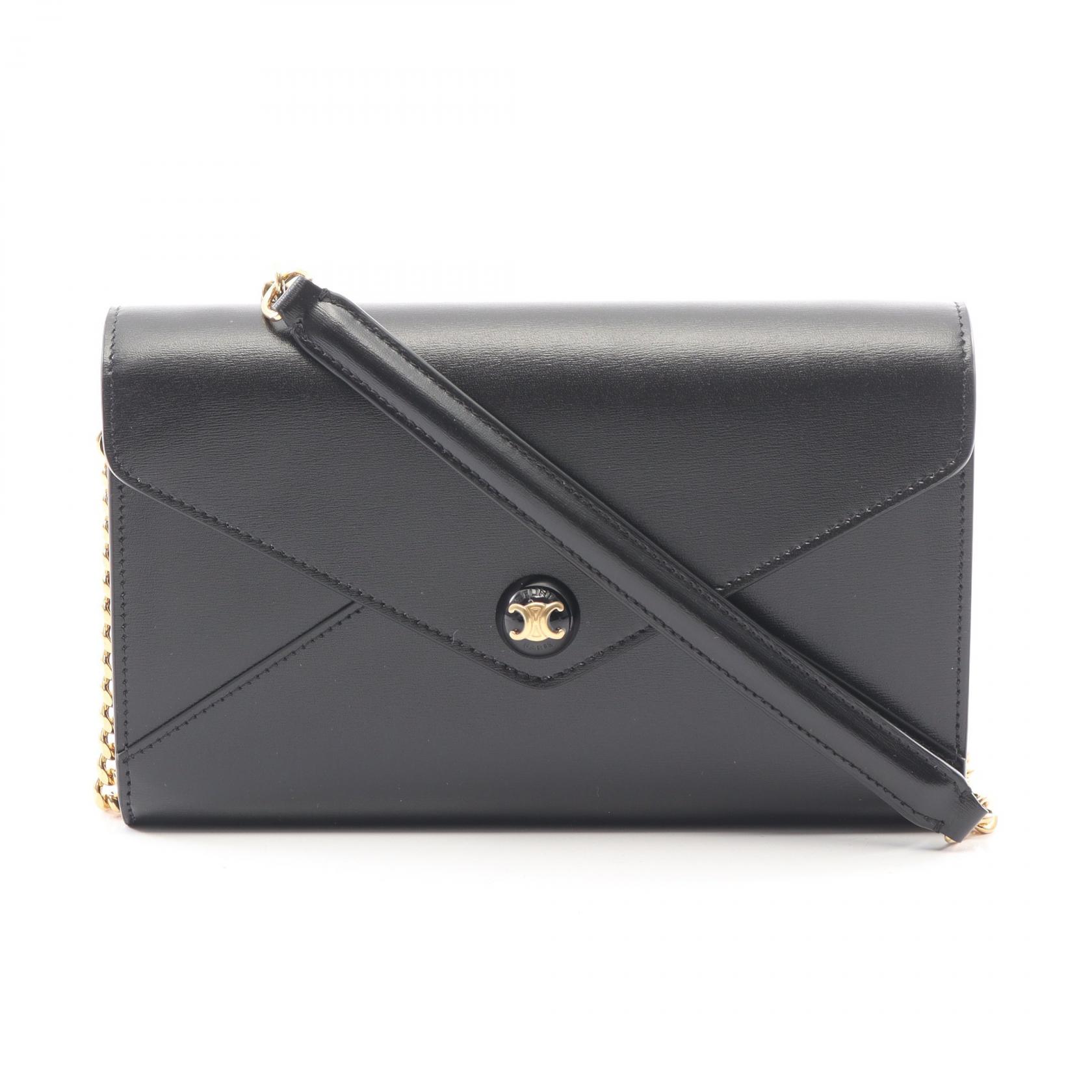 【1万円OFFクーポン対象】セリーヌ CELINE エンベロップ ショルダーバッグ バッグ レザー レディース ブラック系 10P663DPV38NO 【新品】