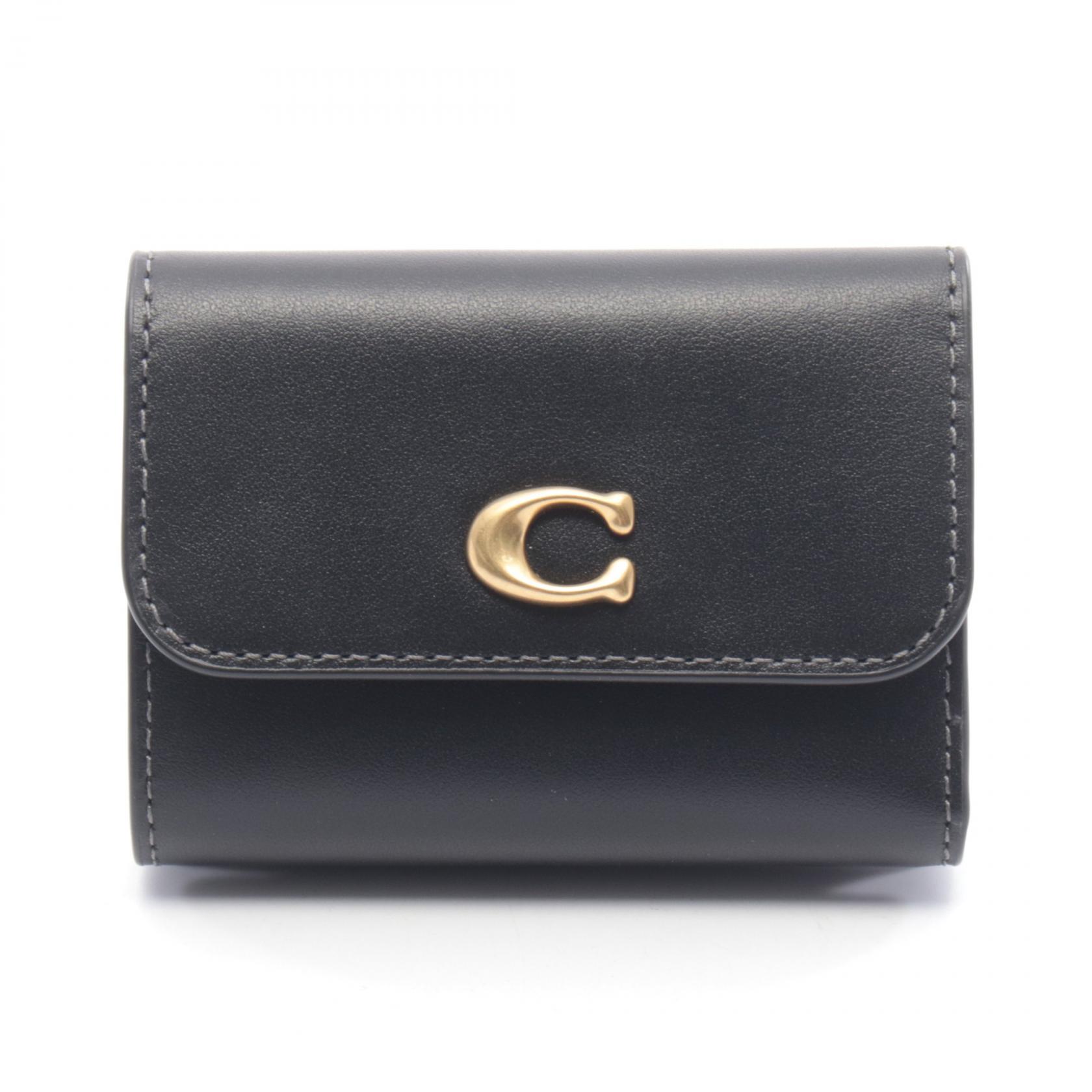 コーチ COACH ESSENTIAL CARD HOLDER WALLET 三つ折り財布 財布 レザー レディース ブラック系 CY201B4 【新品】